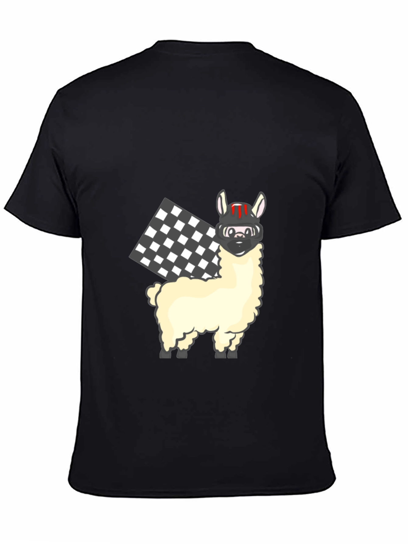 Black Llama Racer Black T-Shirt view 4
