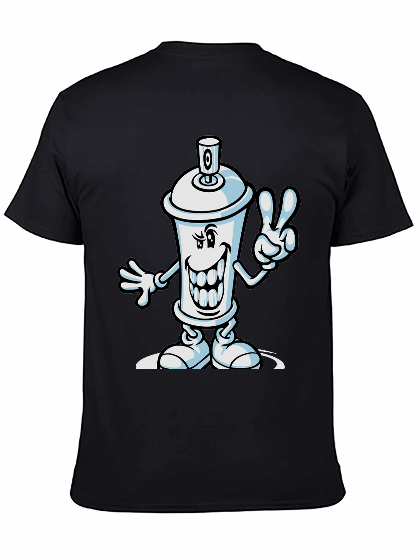 Black Cartoon Spray Paint Can Graphic Tee view 4