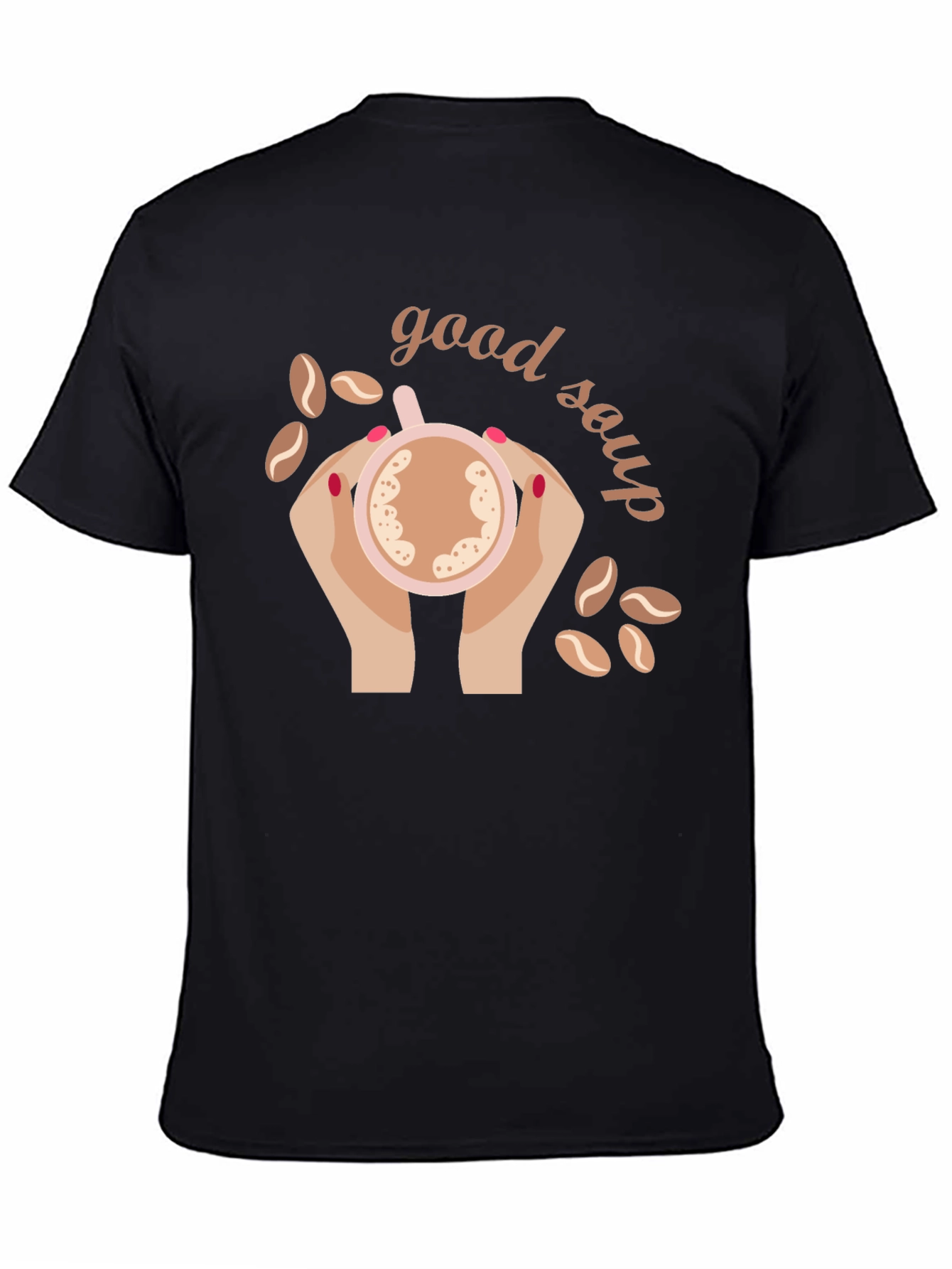 Black Good Soup Graphic T-Shirt | Novelty Coffee Lover Tee view 4