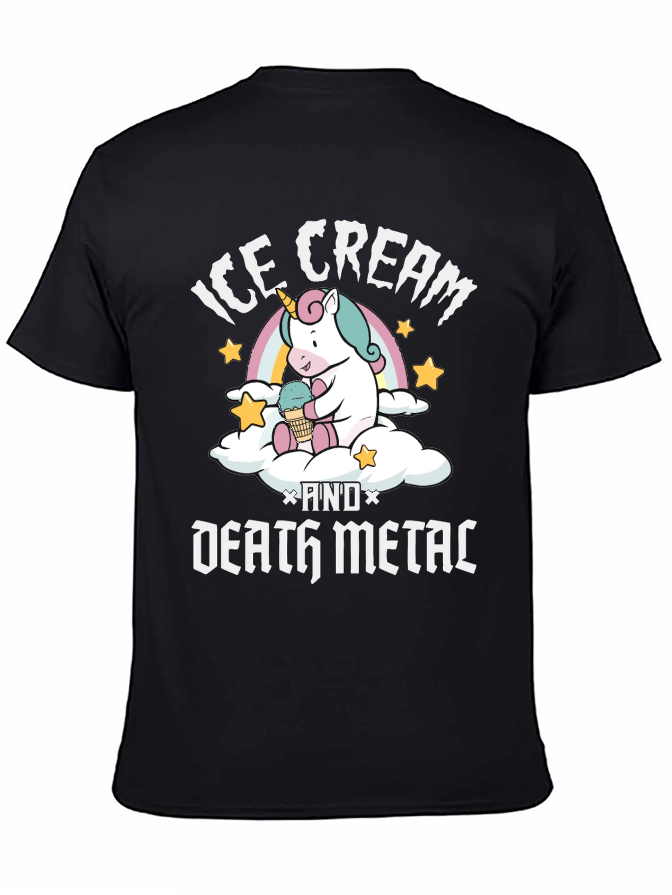 Black Ice Cream and Death Metal Unicorn T-Shirt view 4