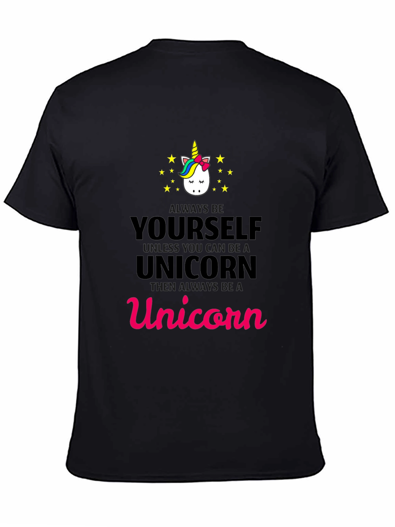 Black Unicorn Graphic Tee - Always Be Yourself T-Shirt view 4