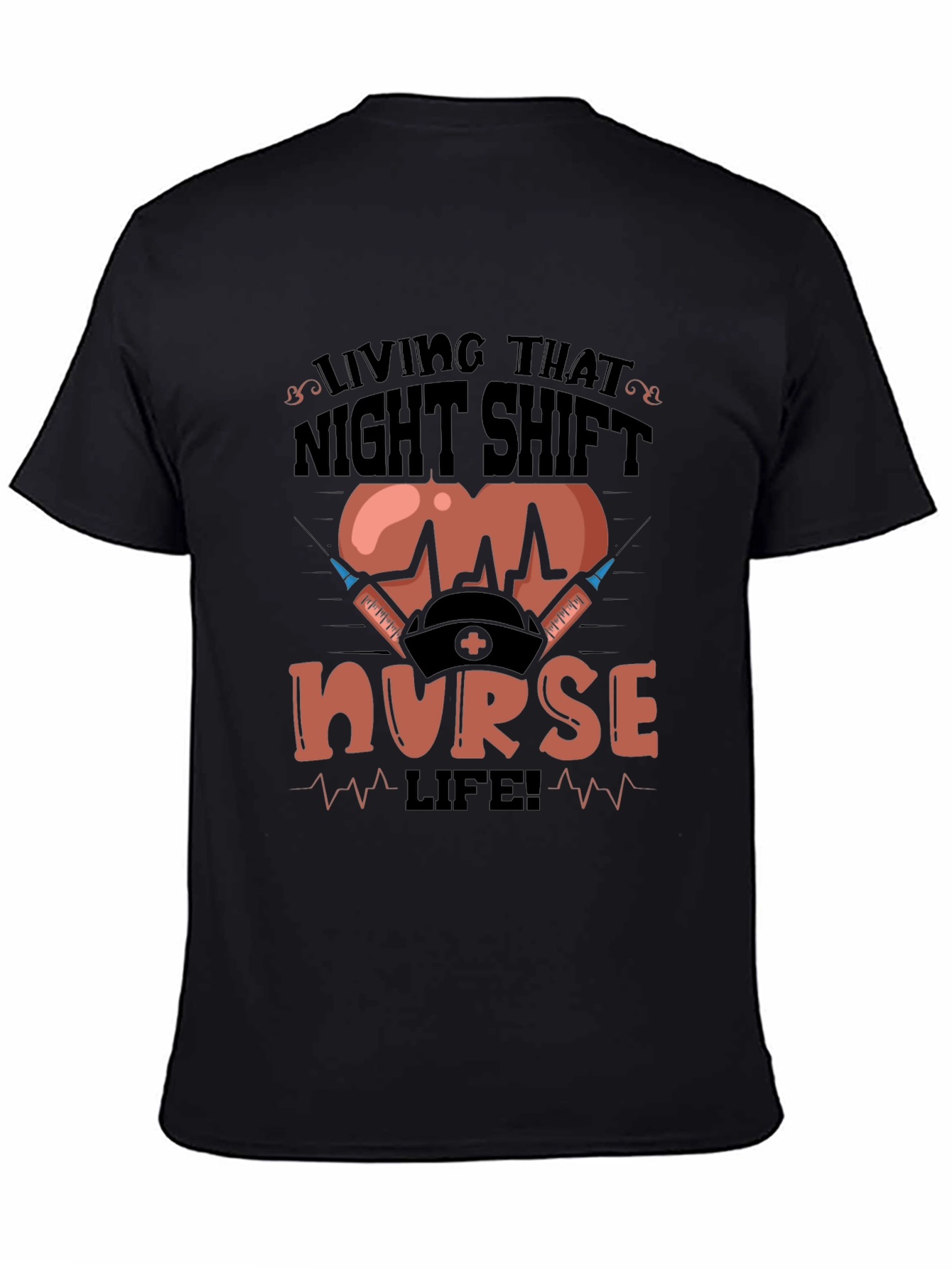Black Night Shift Nurse T-Shirt view 4