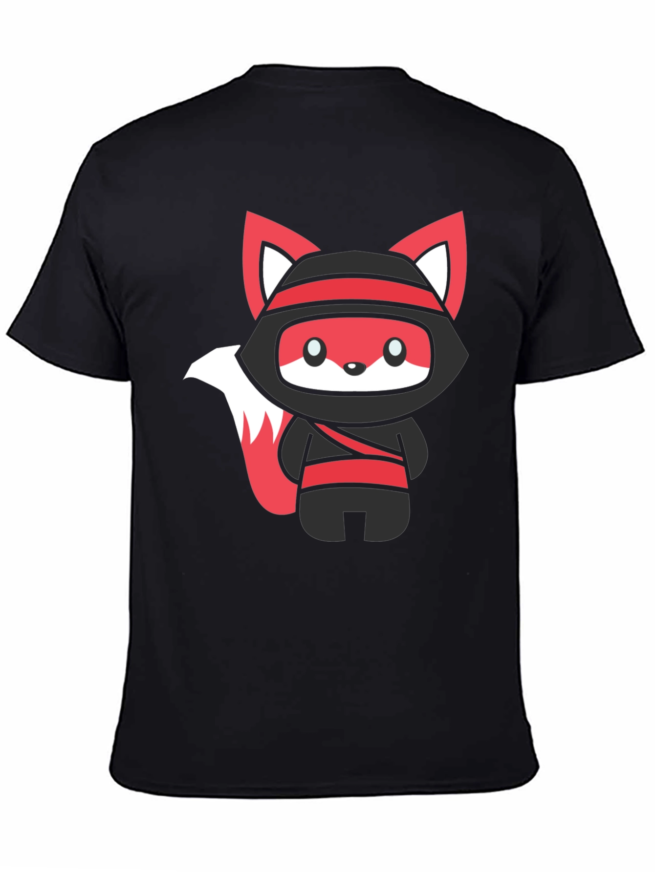 Black Ninja Fox Graphic Black T-Shirt view 4