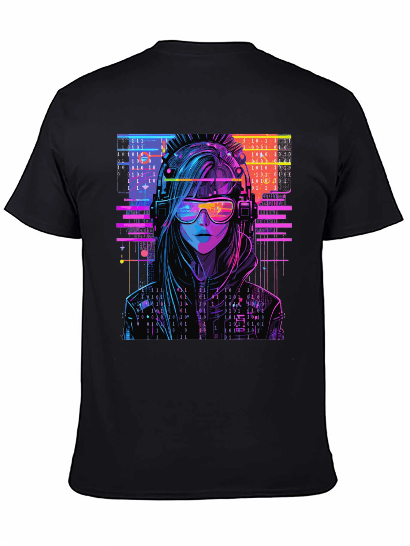 Cyberpunk Girl T-Shirt - Binary Code Design - 4