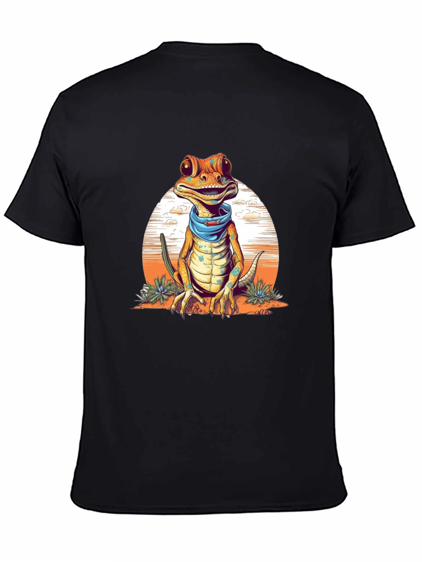 Black Gecko Bandana T-Shirt - Quirky Reptile Graphic Tee view 4