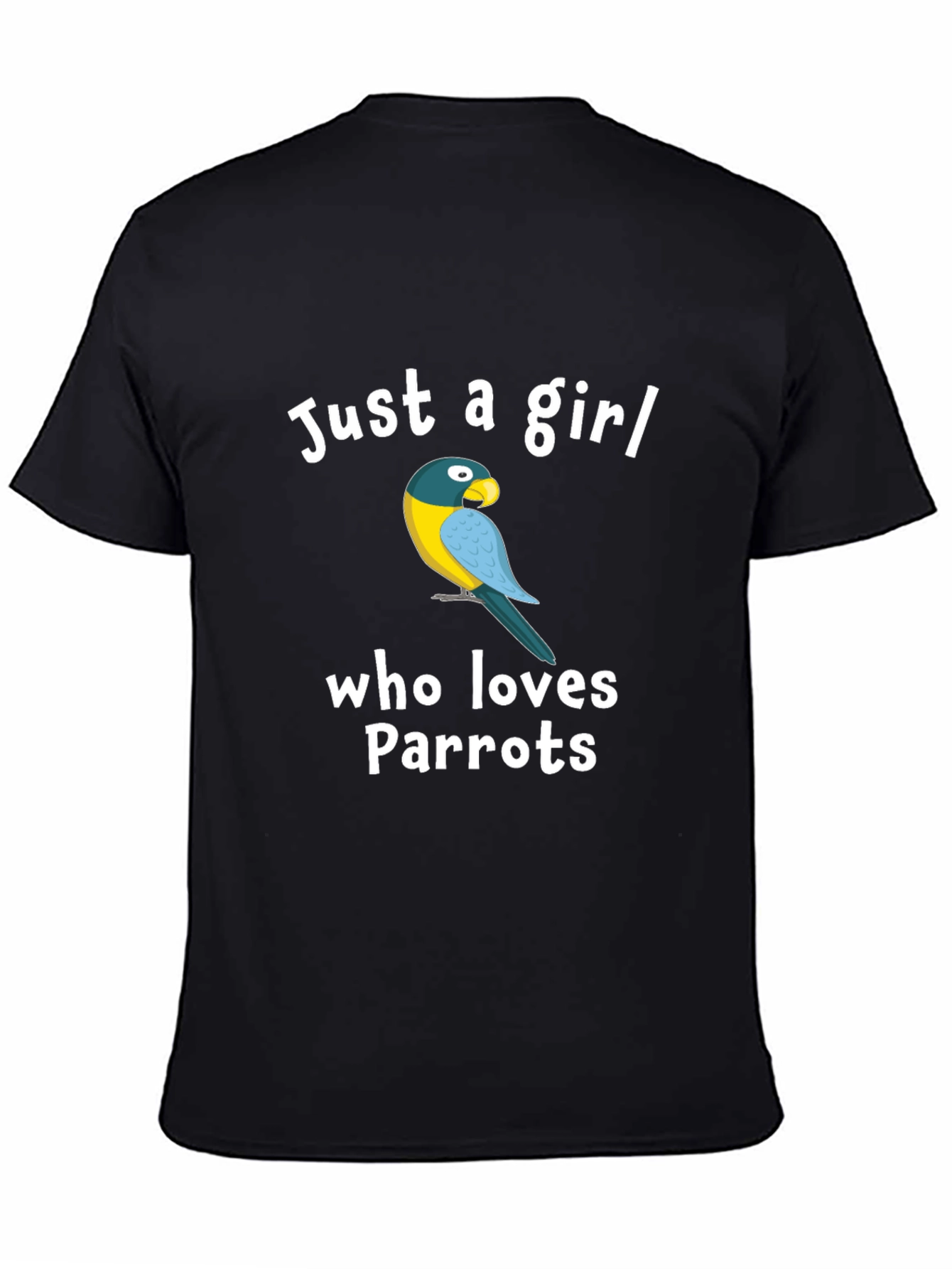 Black Just a Girl Who Loves Parrots T-Shirt view 4