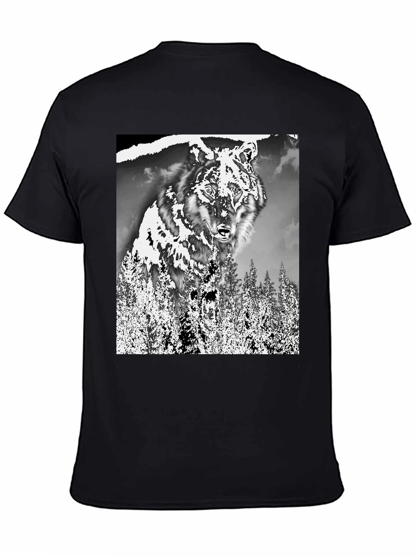 Black Wolf in the Woods Graphic Tee - Black view 4