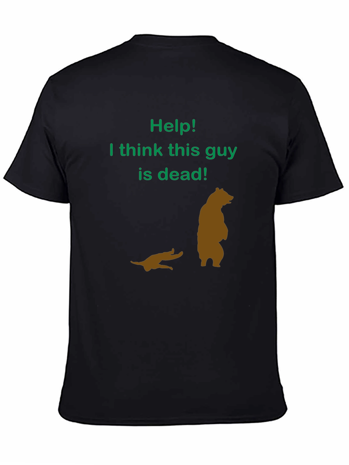 Black Help! Funny Bear T-Shirt view 4