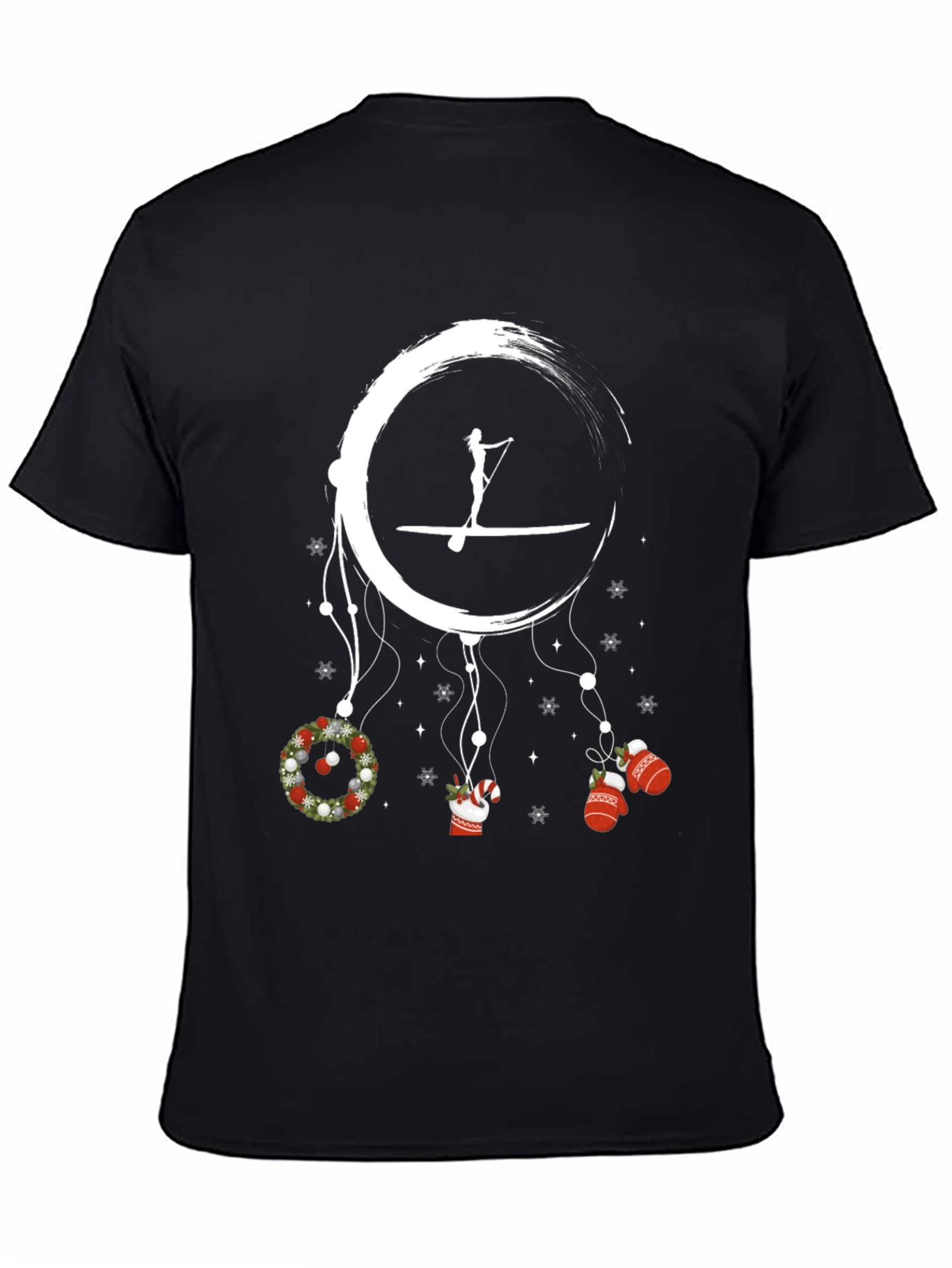 Black Paddleboard Christmas Dream T-shirt view 4
