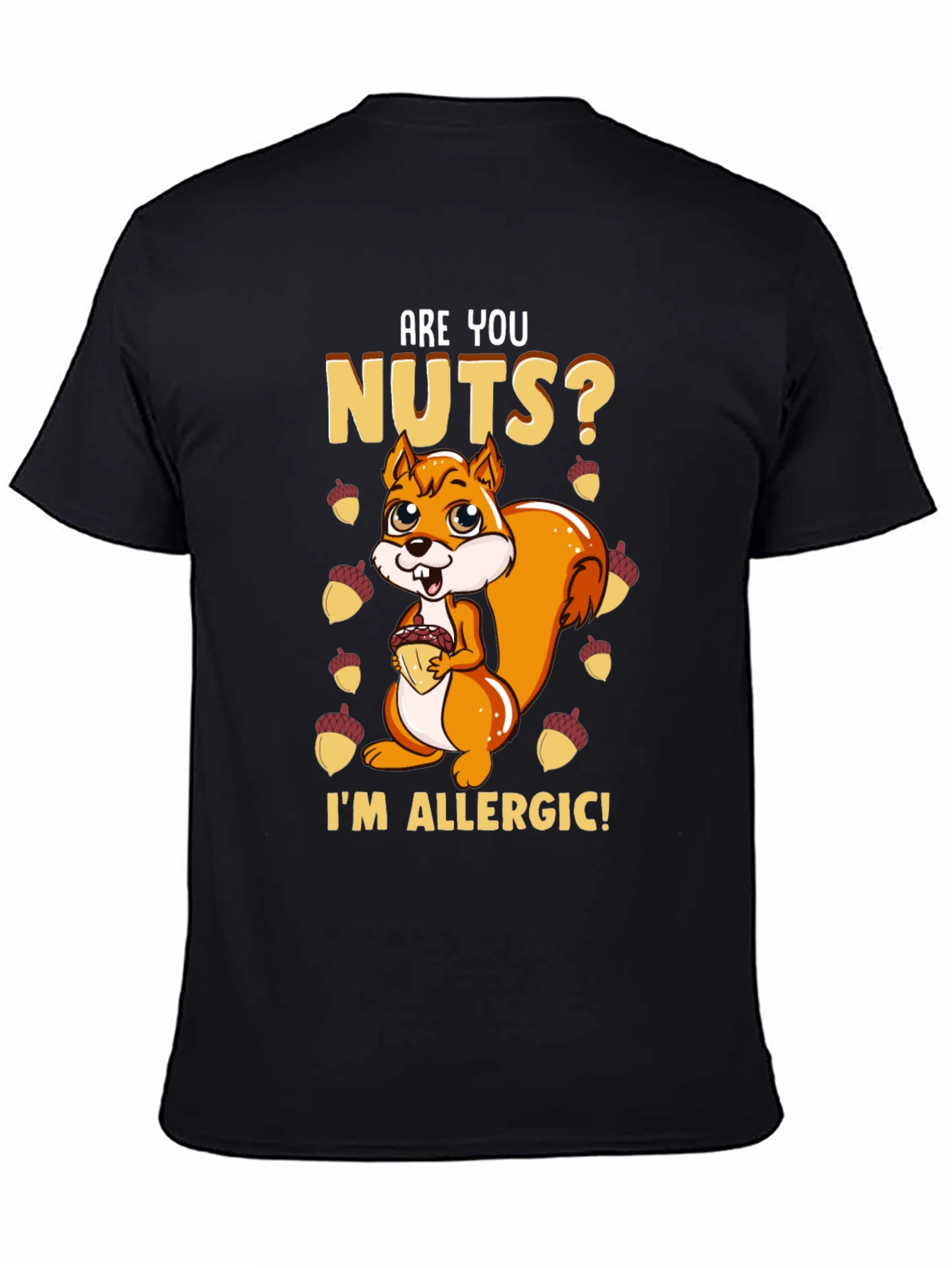 Black Funny Squirrel Nut Allergy T-Shirt view 4