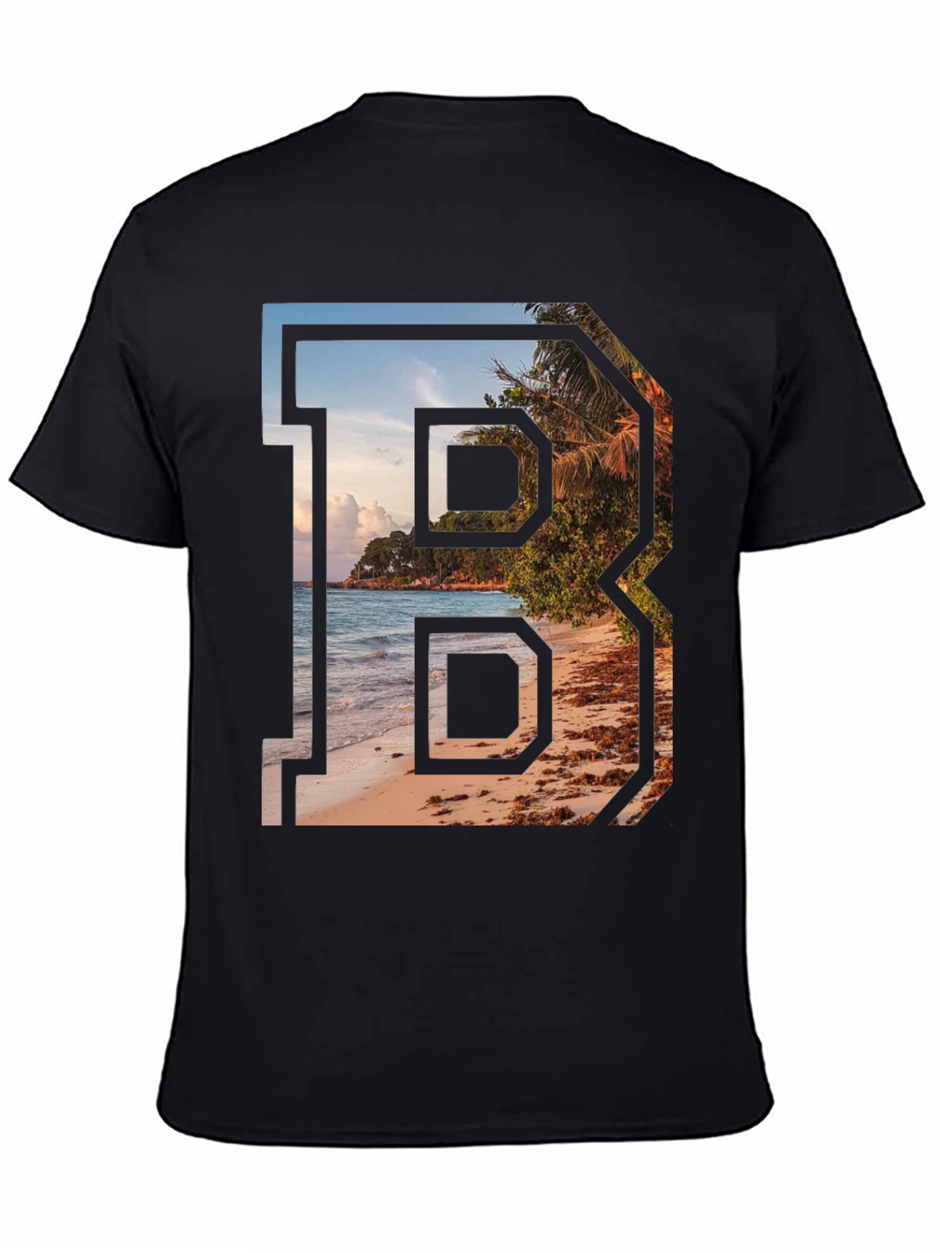 Beach Letter B Graphic Tee - Tropical Getaway Shirt - 4