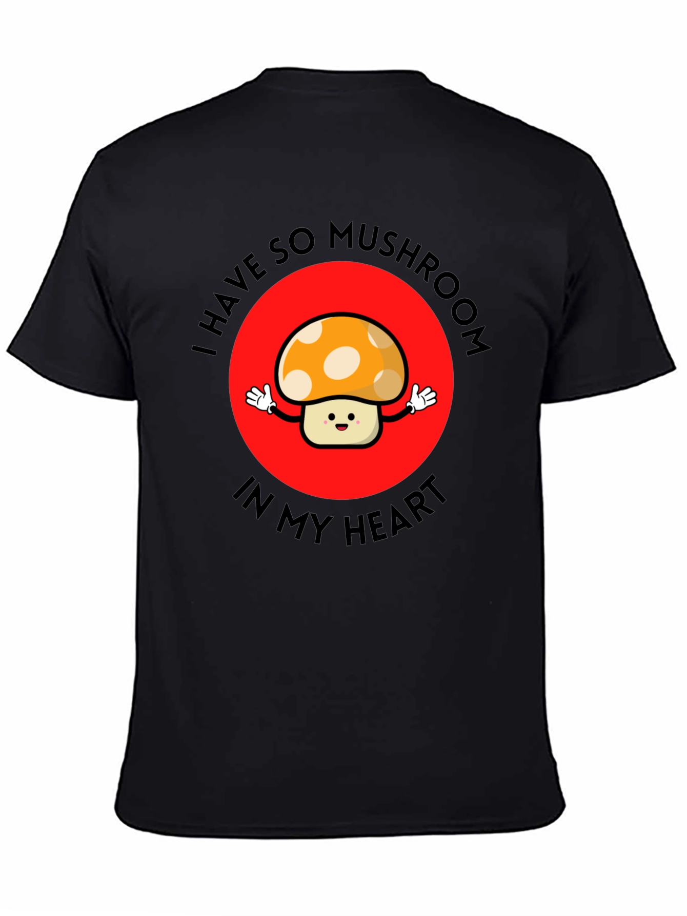 Black Mushroom Heart Graphic Tee - Cute & Playful T-Shirt view 4