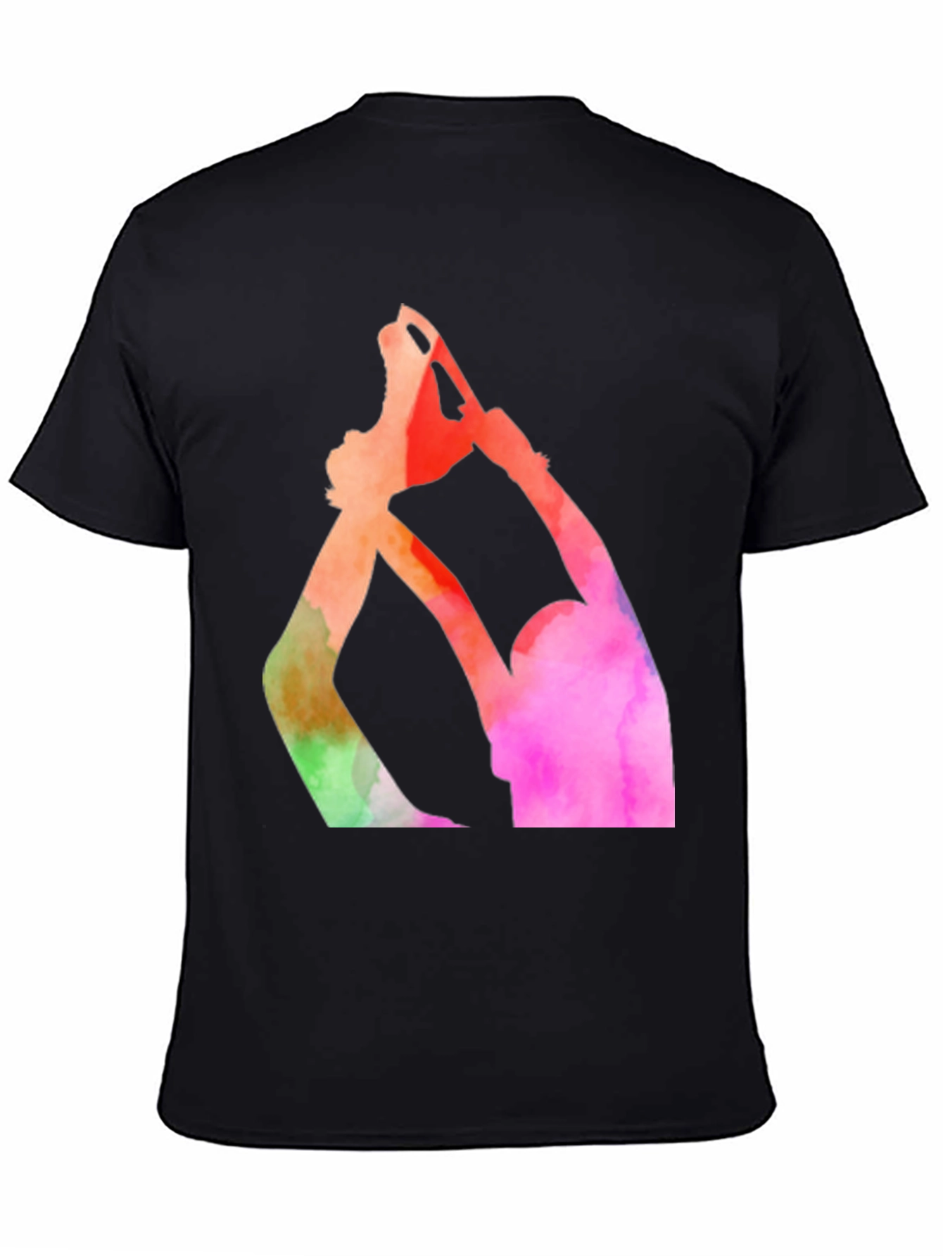 Black Watercolor Figure Skating T-Shirt - Black view 4