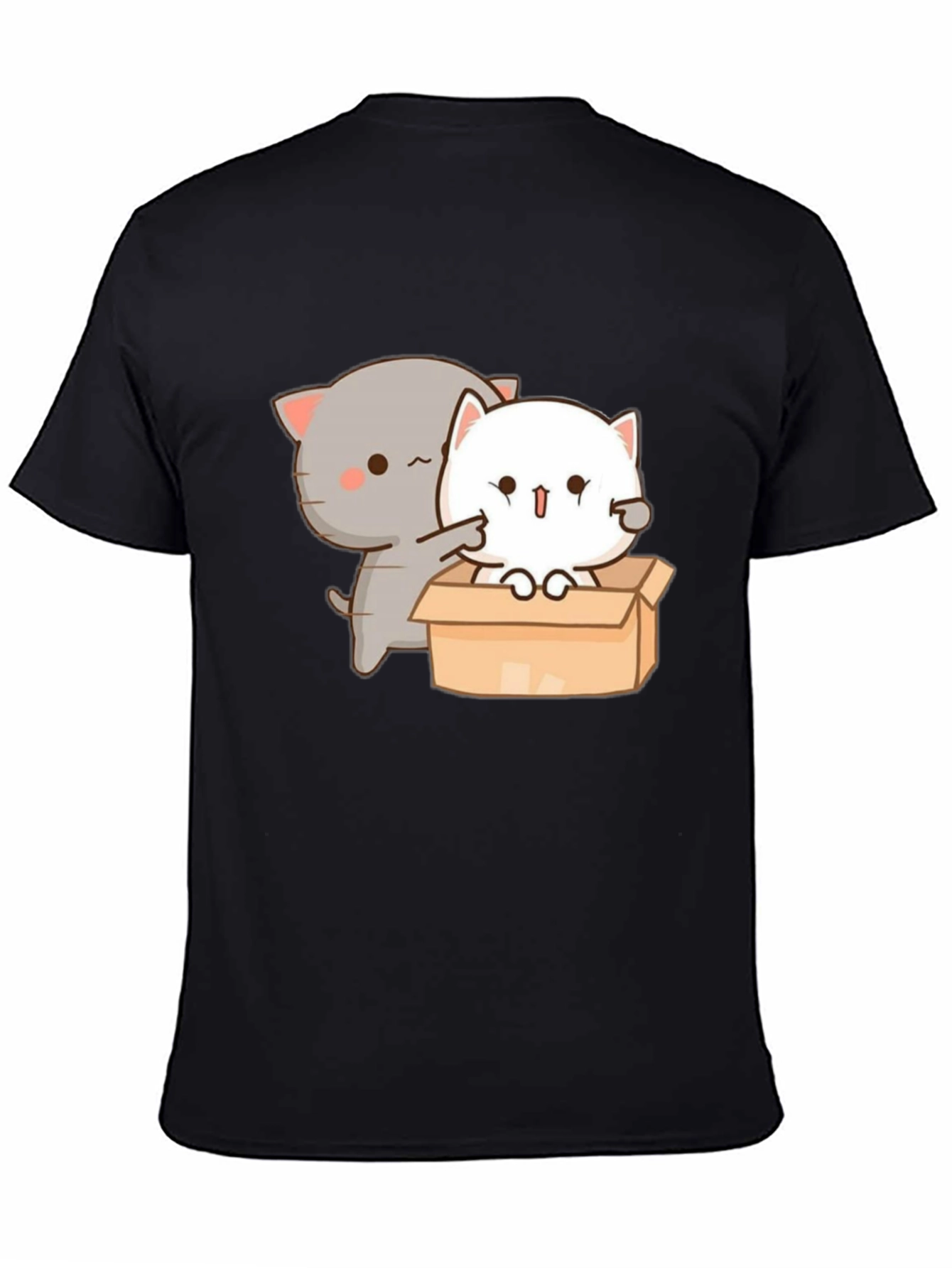 Black Cute Cat in Box Graphic T-Shirt view 4