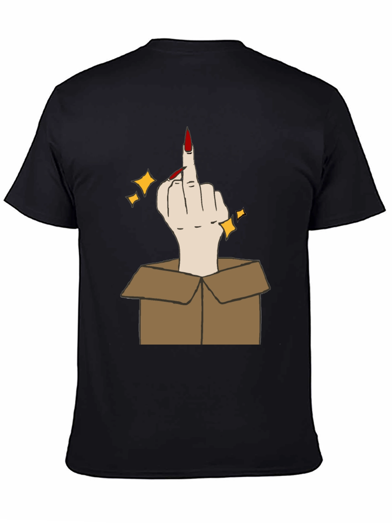 Black Middle Finger in a Box Graphic Tee view 4