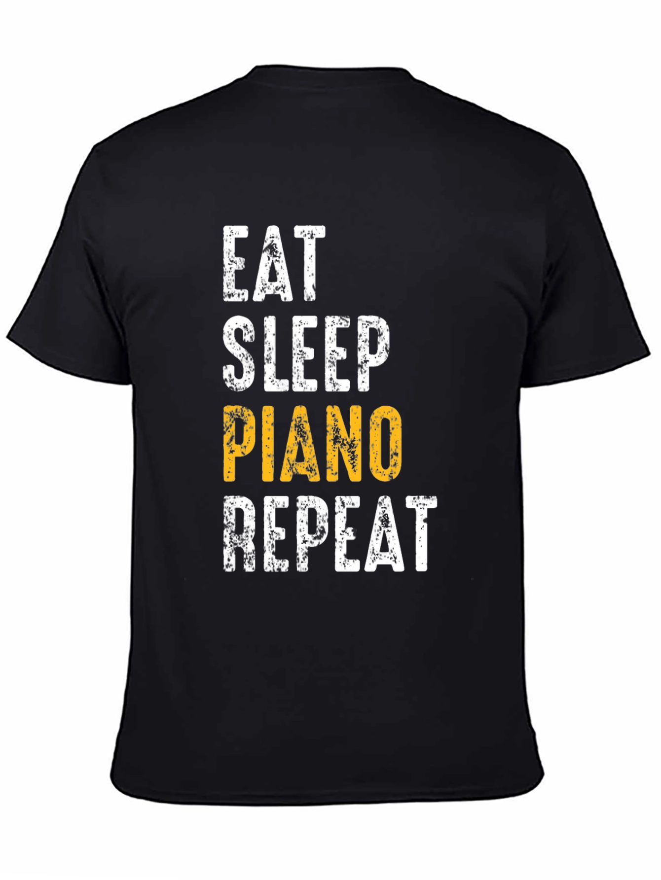 Black Eat Sleep Piano Repeat Black Graphic Tee view 4