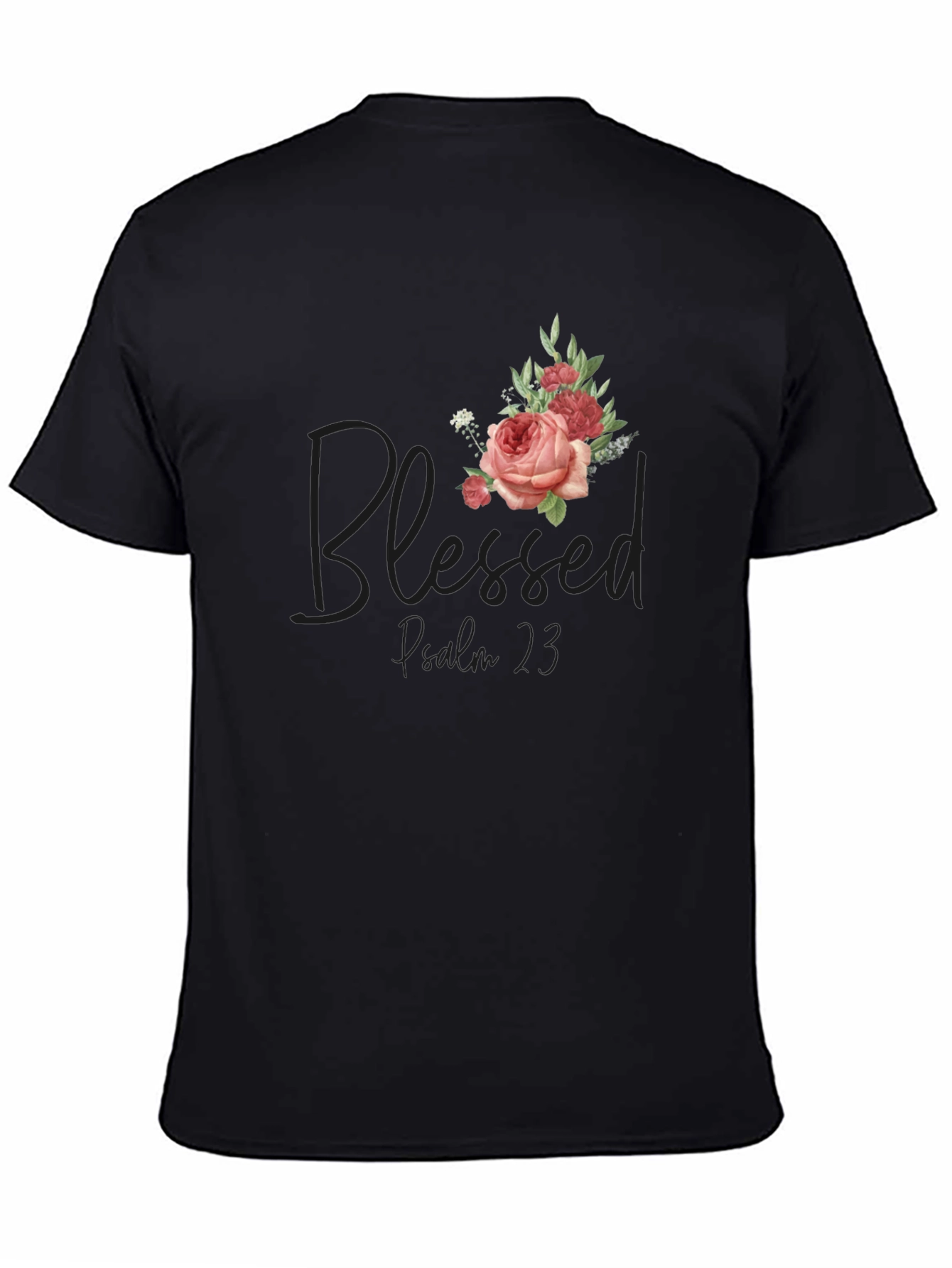 Black Blessed Proverbs 3:5 Floral T-Shirt view 4