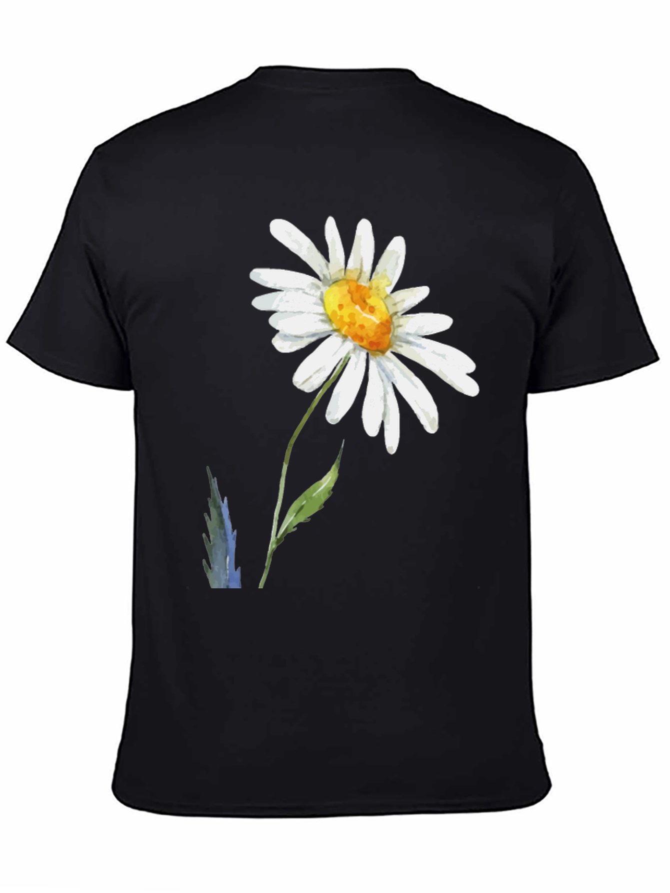 Black Daisy Flower Black T-Shirt view 4