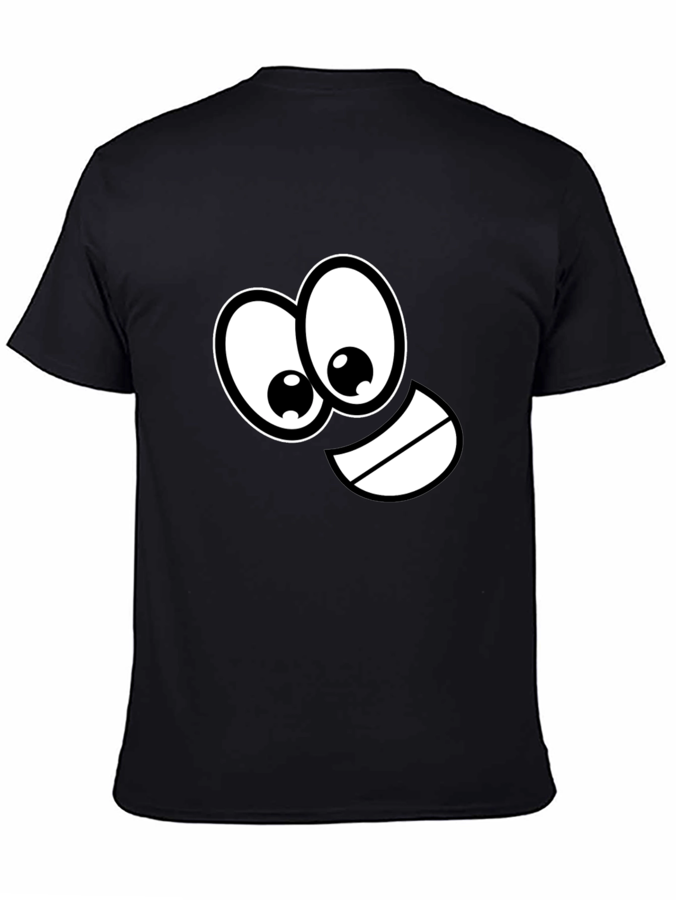 Black Funny Cartoon Face Black T-Shirt view 4