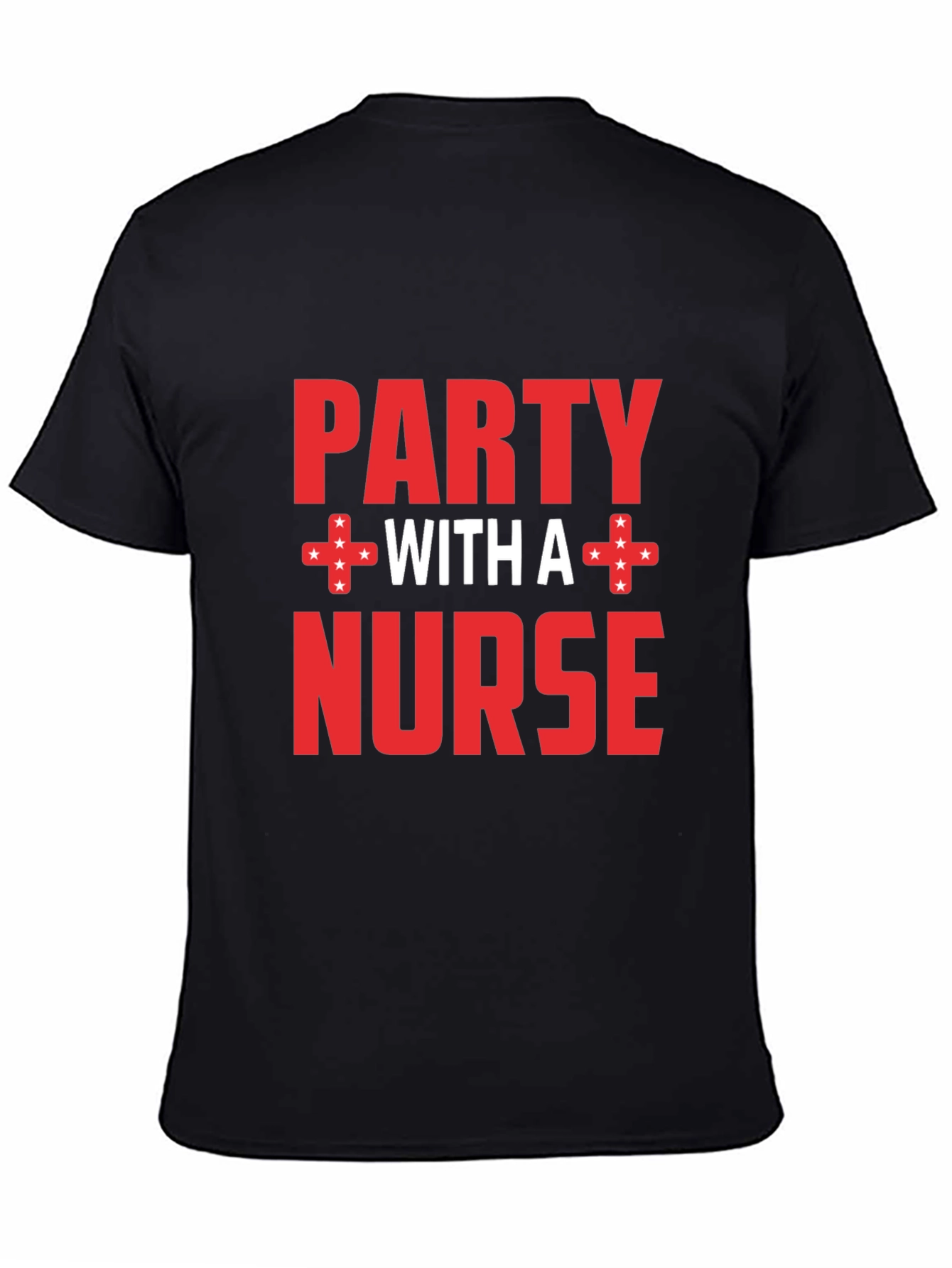 Black Party With a Nurse T-Shirt, Novelty Graphic Tee view 4