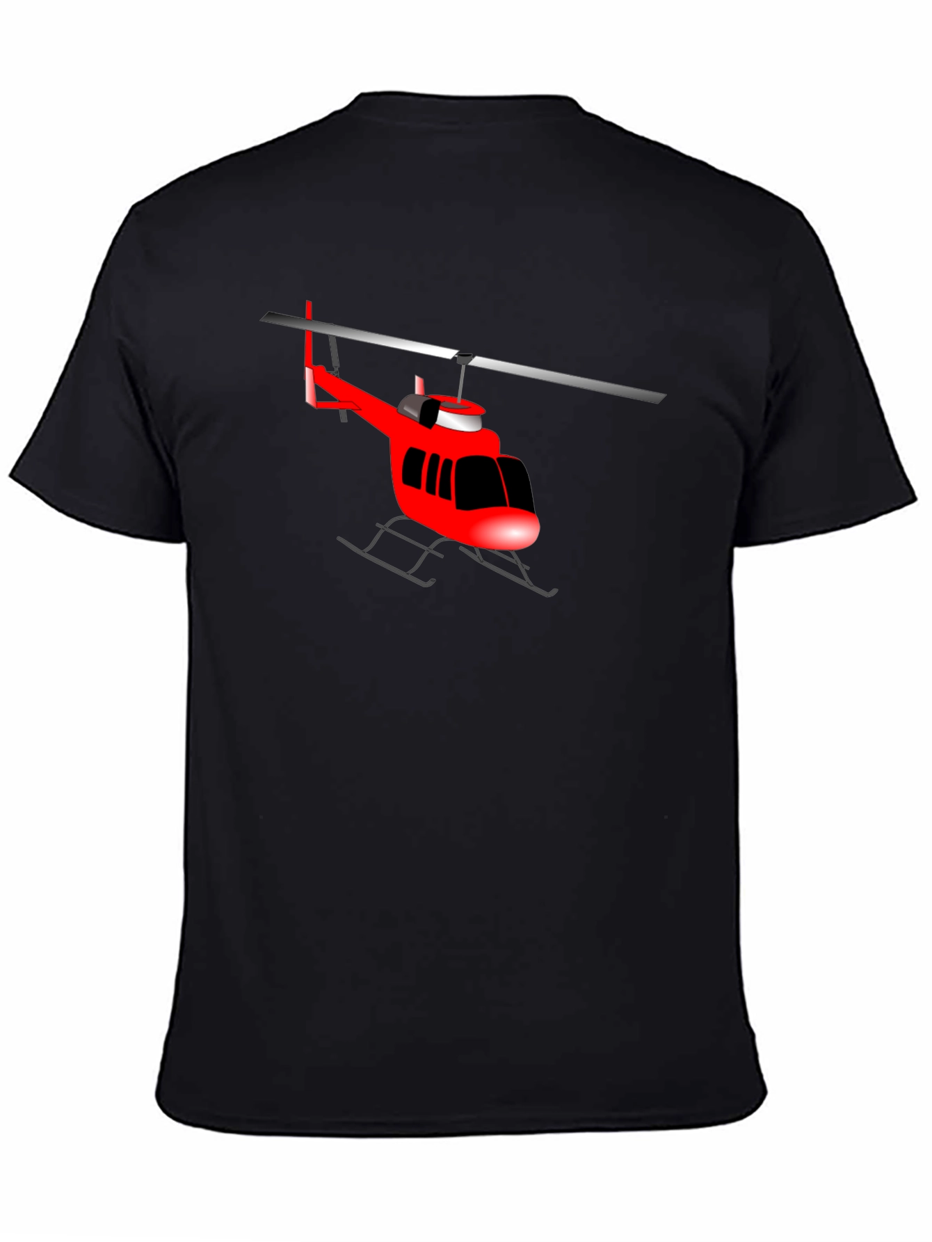 Black Red Helicopter Graphic T-Shirt - Casual Style view 4