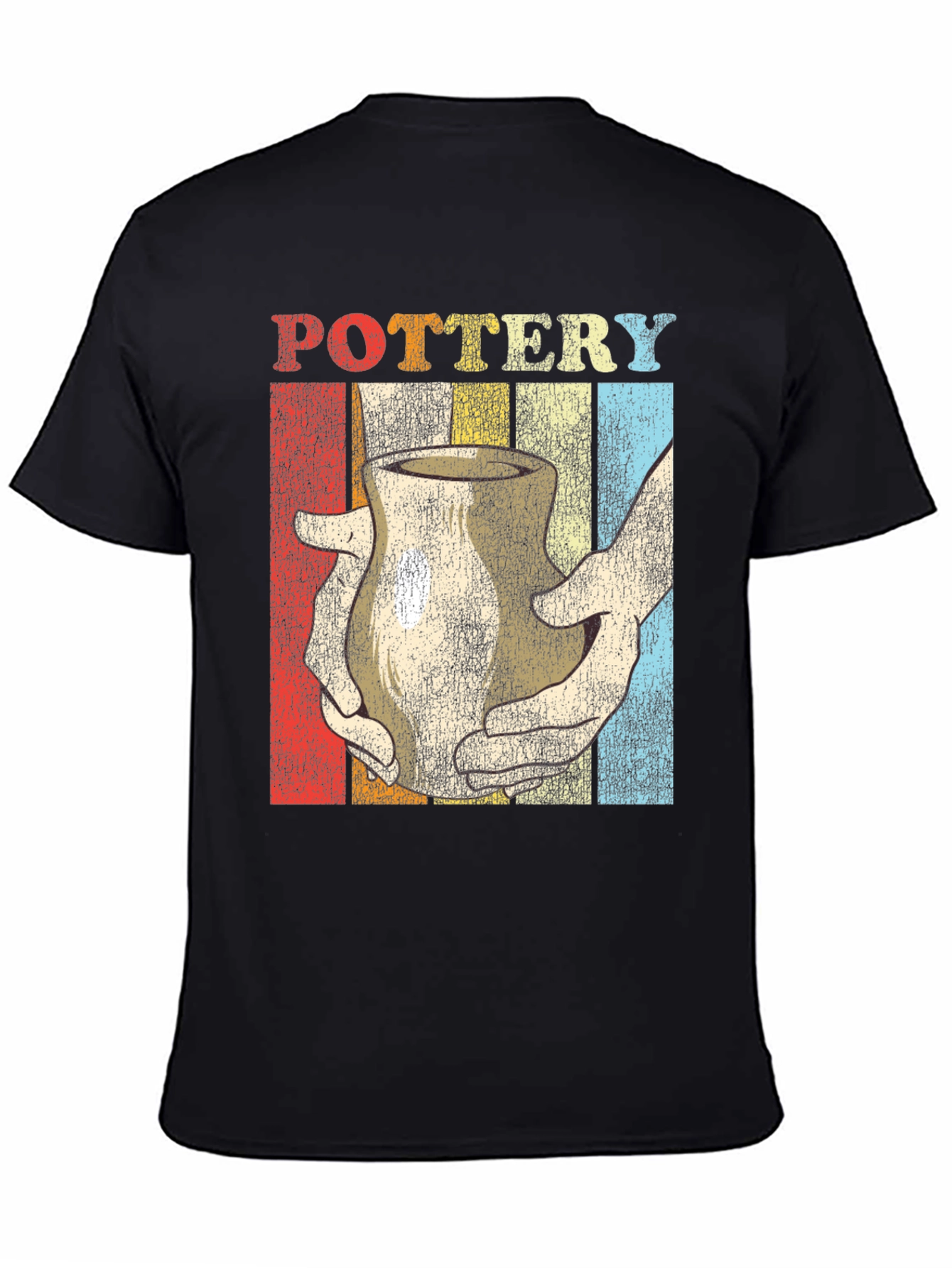 Black Retro Pottery T-Shirt - Vintage Style Ceramic Art Tee view 4