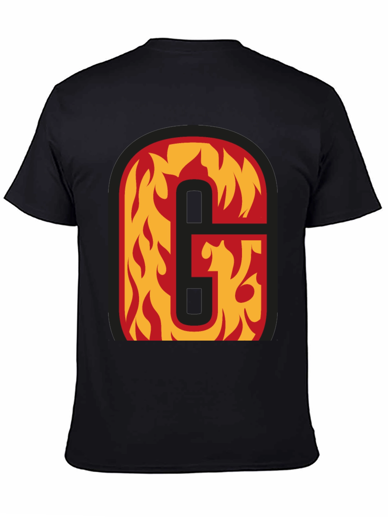 Black Fiery Letter 'G' Black T-Shirt view 4