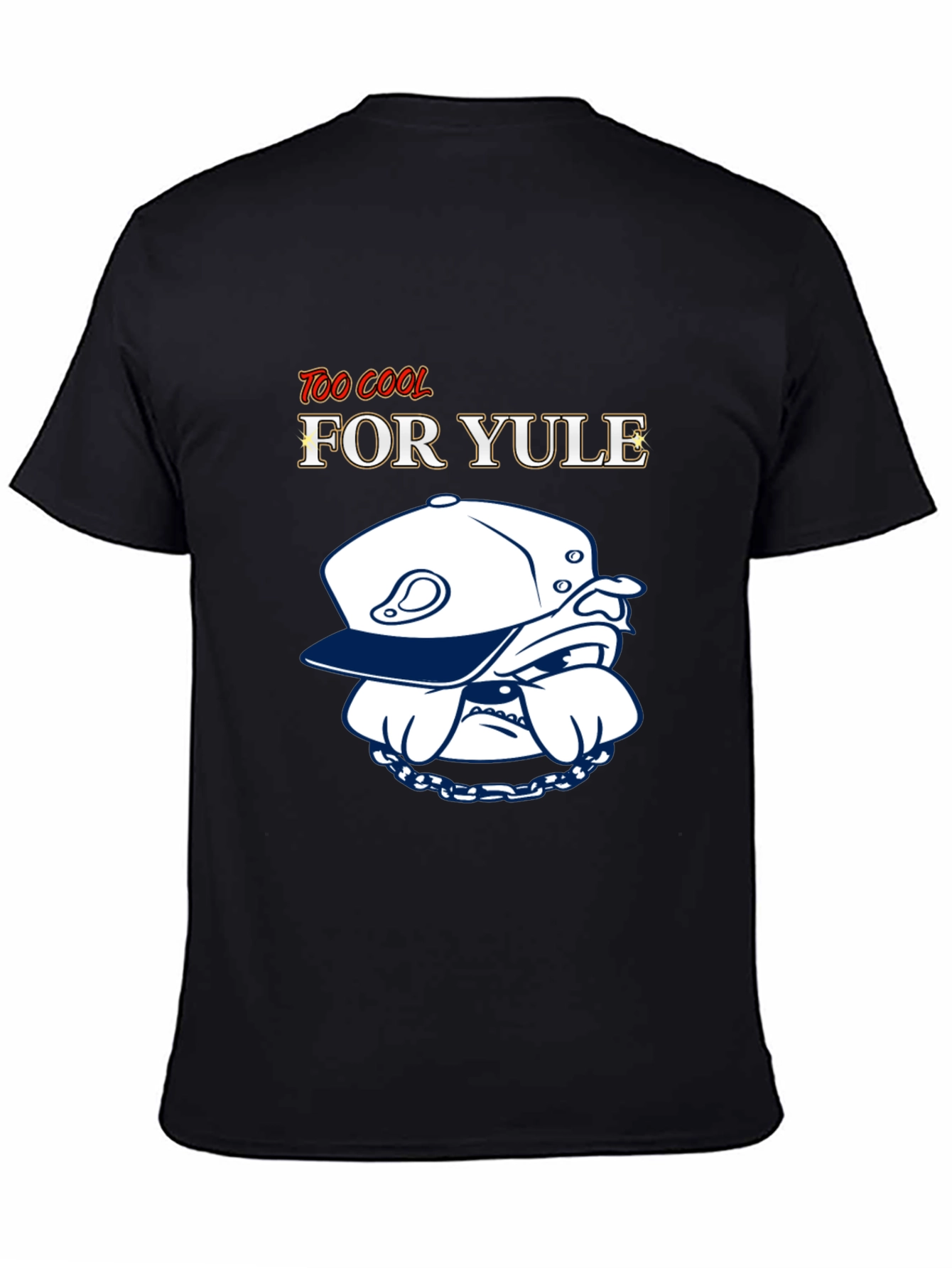 Black Too Cool For Yule T-Shirt: Bulldog Style view 4