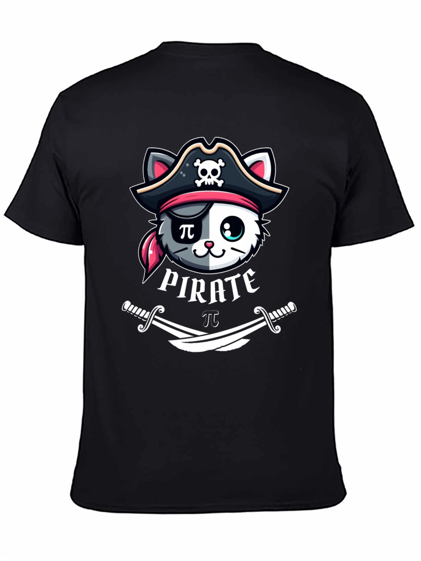 Black Pirate Cat T-Shirt - Funny Cartoon Tee view 4