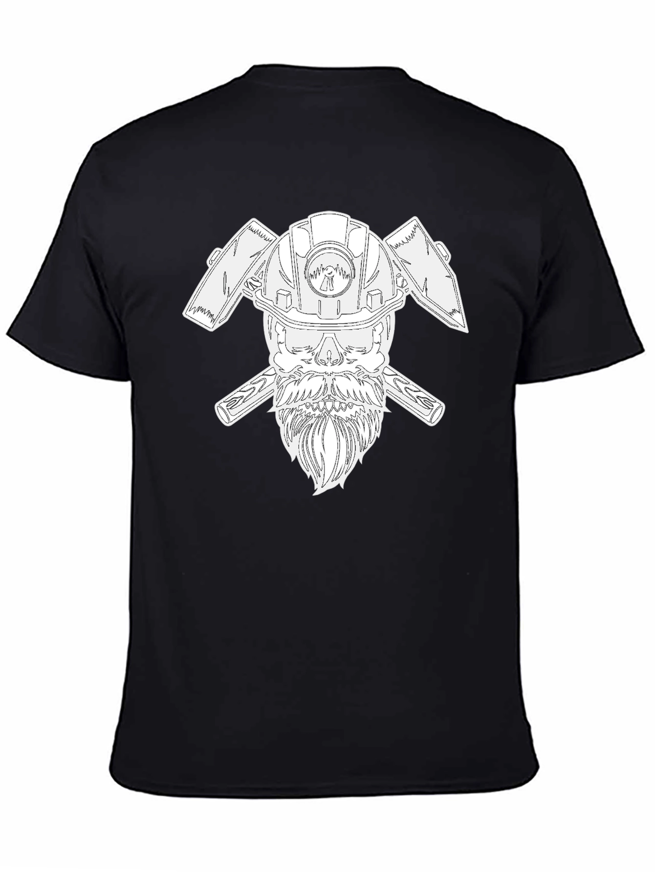 Black Cool Miner Skull T-Shirt - Black Crew Neck Tee view 4