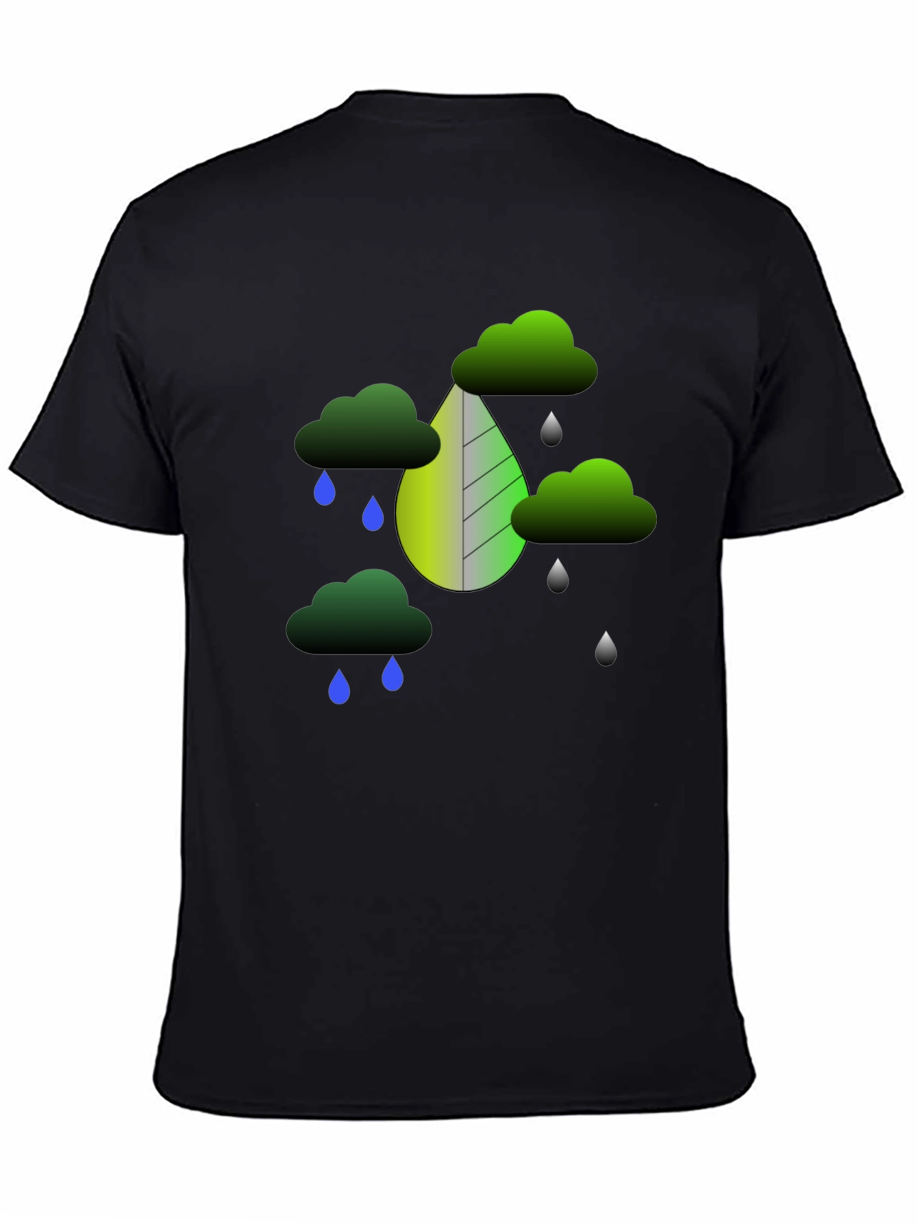 Black Nature-Inspired Graphic Tee view 4