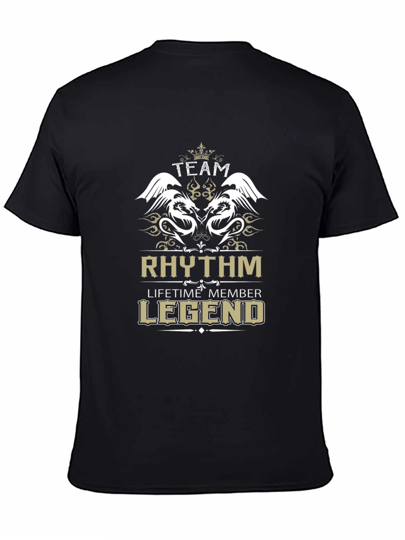 Black Team Rhythm Lifetime Member Legend T-Shirt view 4