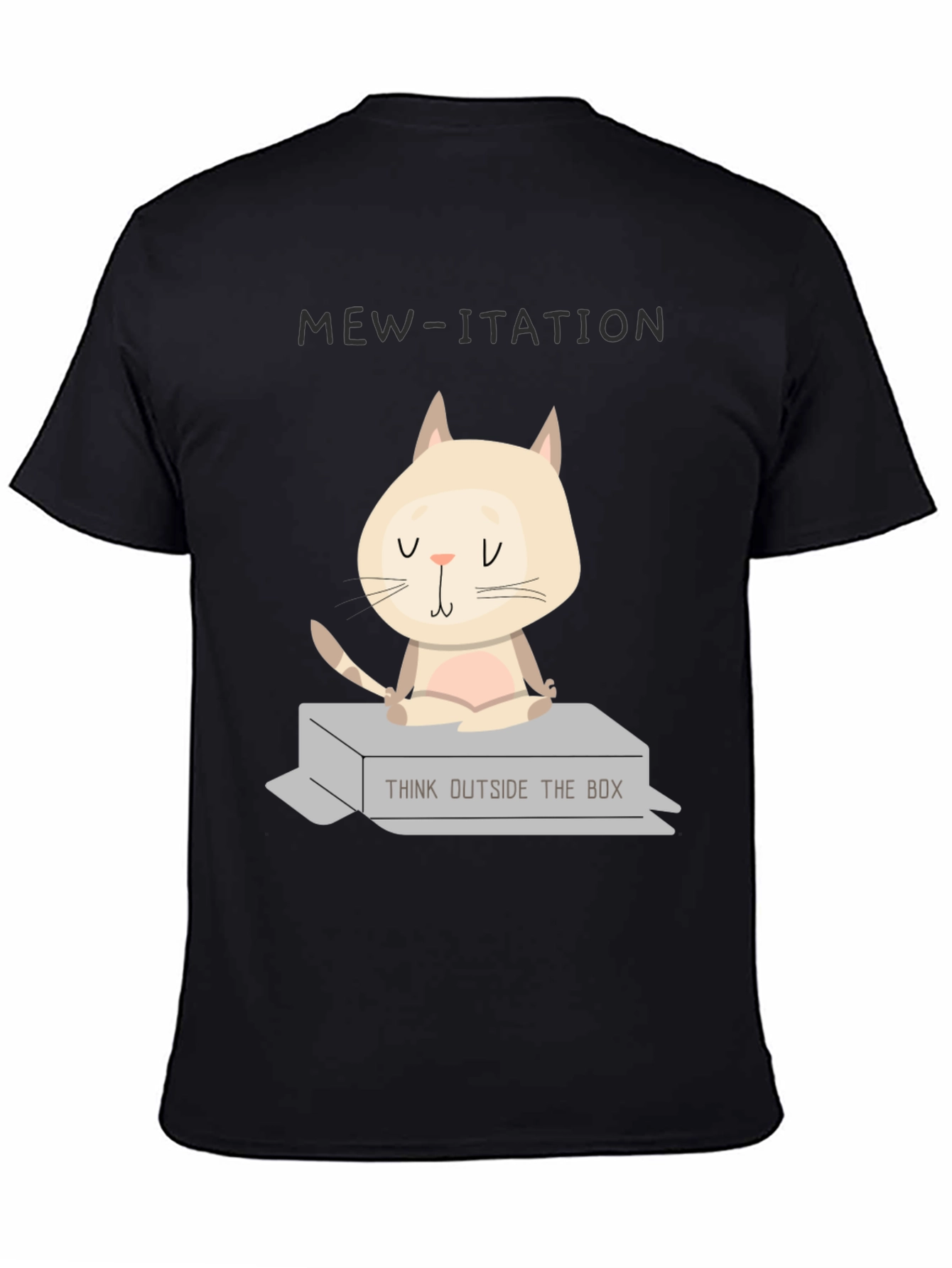 Black Mew-ditation Cat Graphic T-Shirt: Think Outside the Box view 4