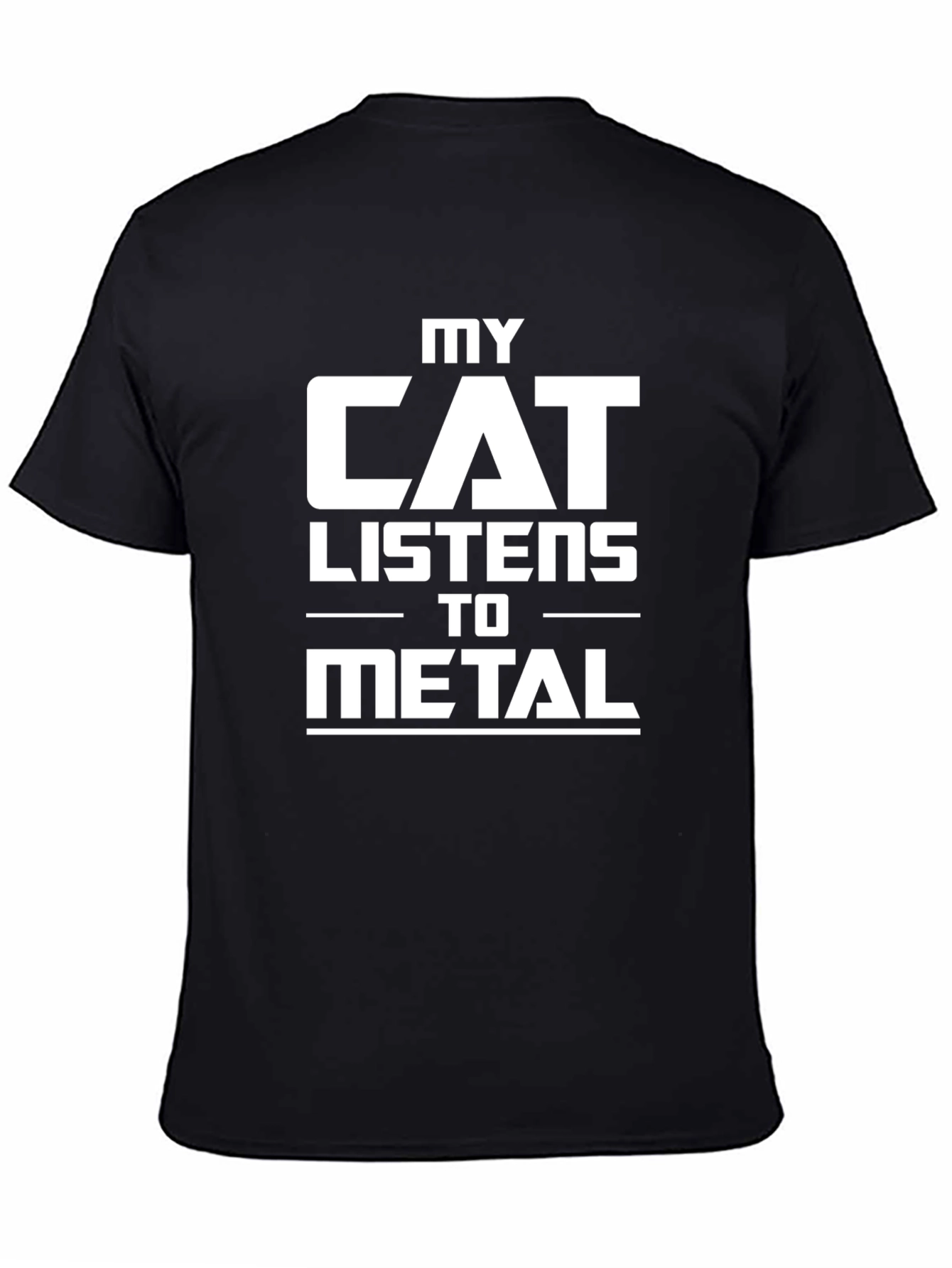 Black My Cat Listens to Metal T-Shirt view 4