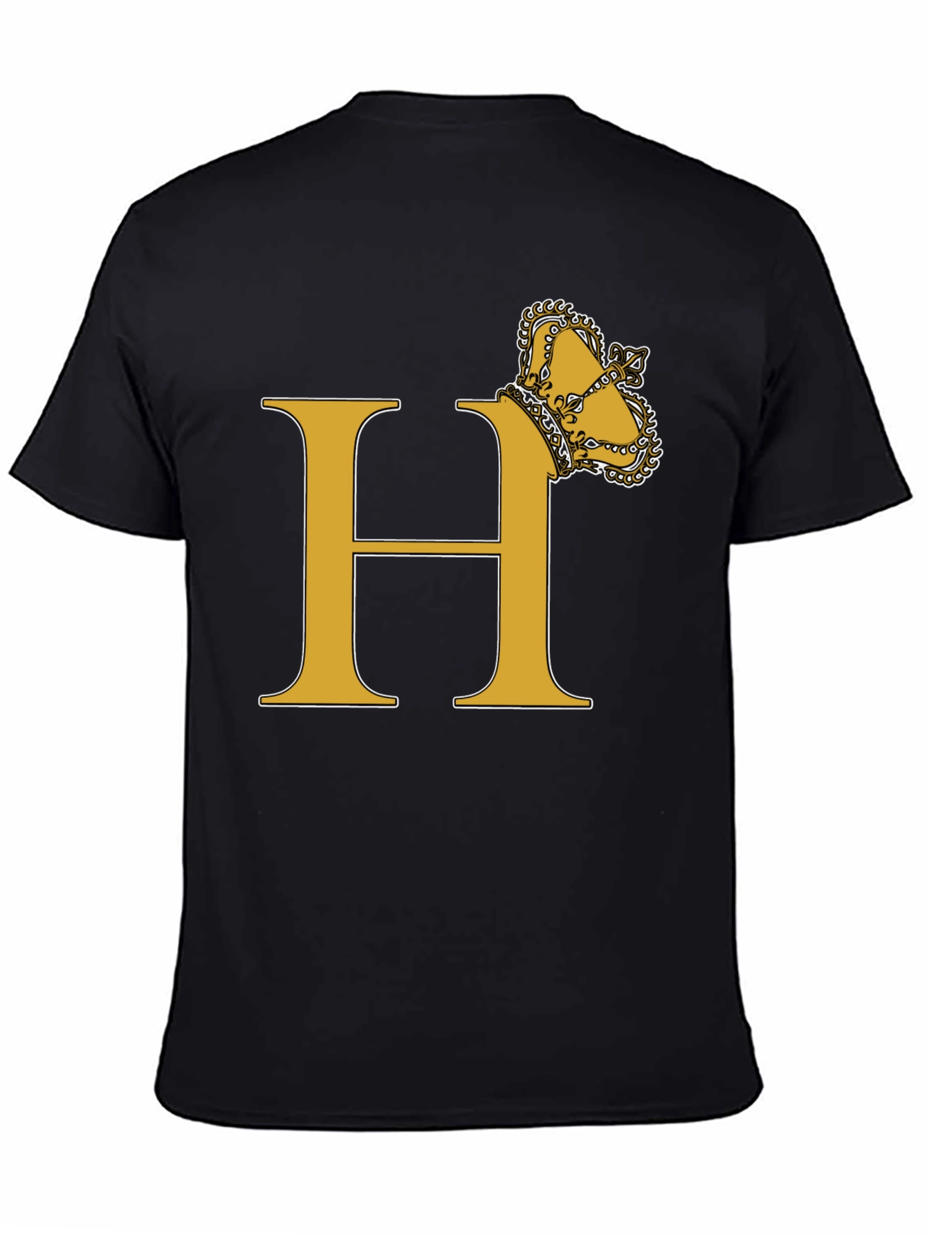 Black Crown Initial "H" T-Shirt - Stylish Monogram Tee view 4