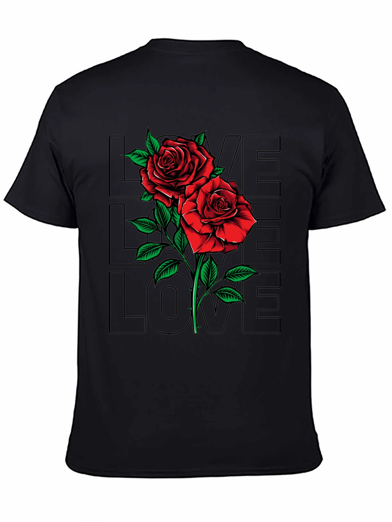 Black Rose Love Graphic T-Shirt - Men's Black Tee view 4