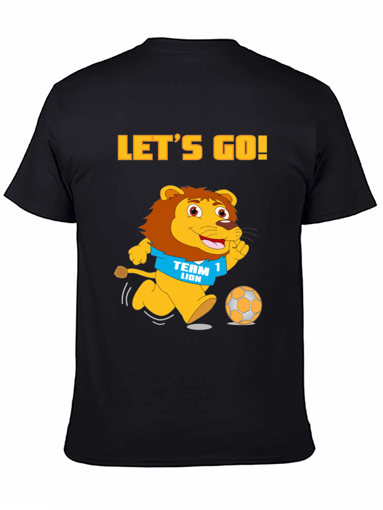 Black Let's Go Team Lion T-Shirt - Black Cotton Graphic Tee view 4