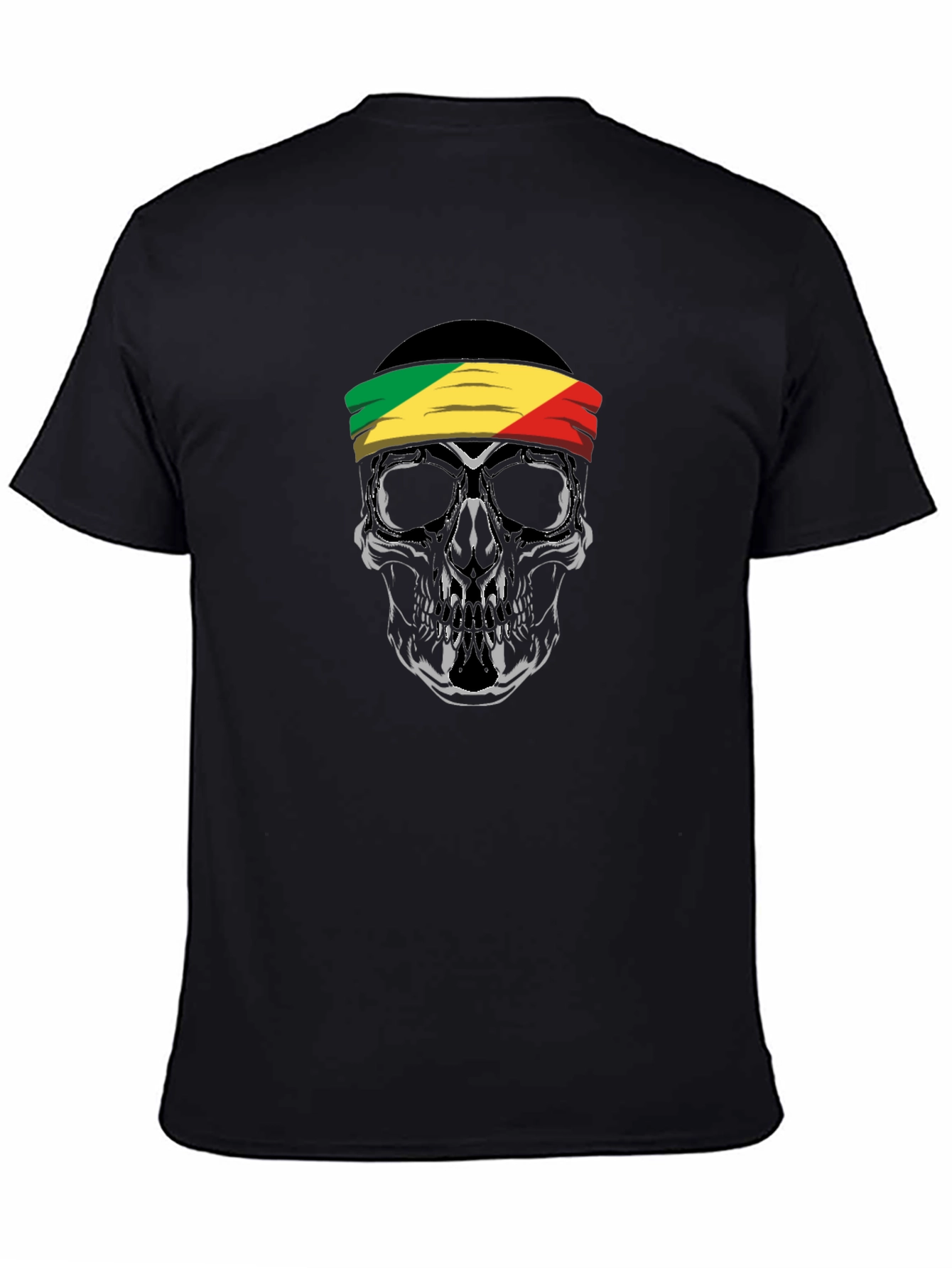 Black Skull Headband T-Shirt - Republic of Congo view 4