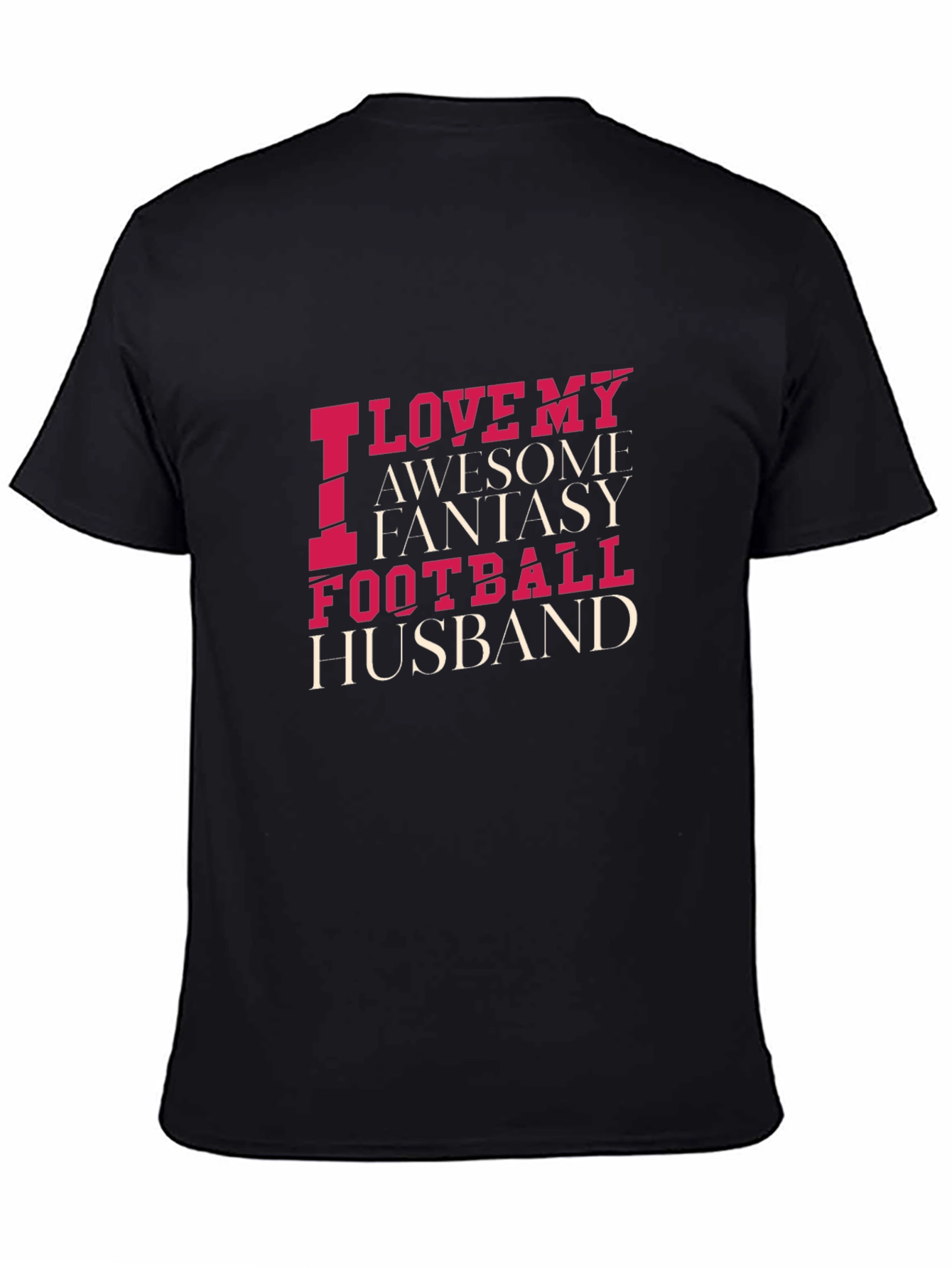 Black Funny Football Husband T-Shirt view 4