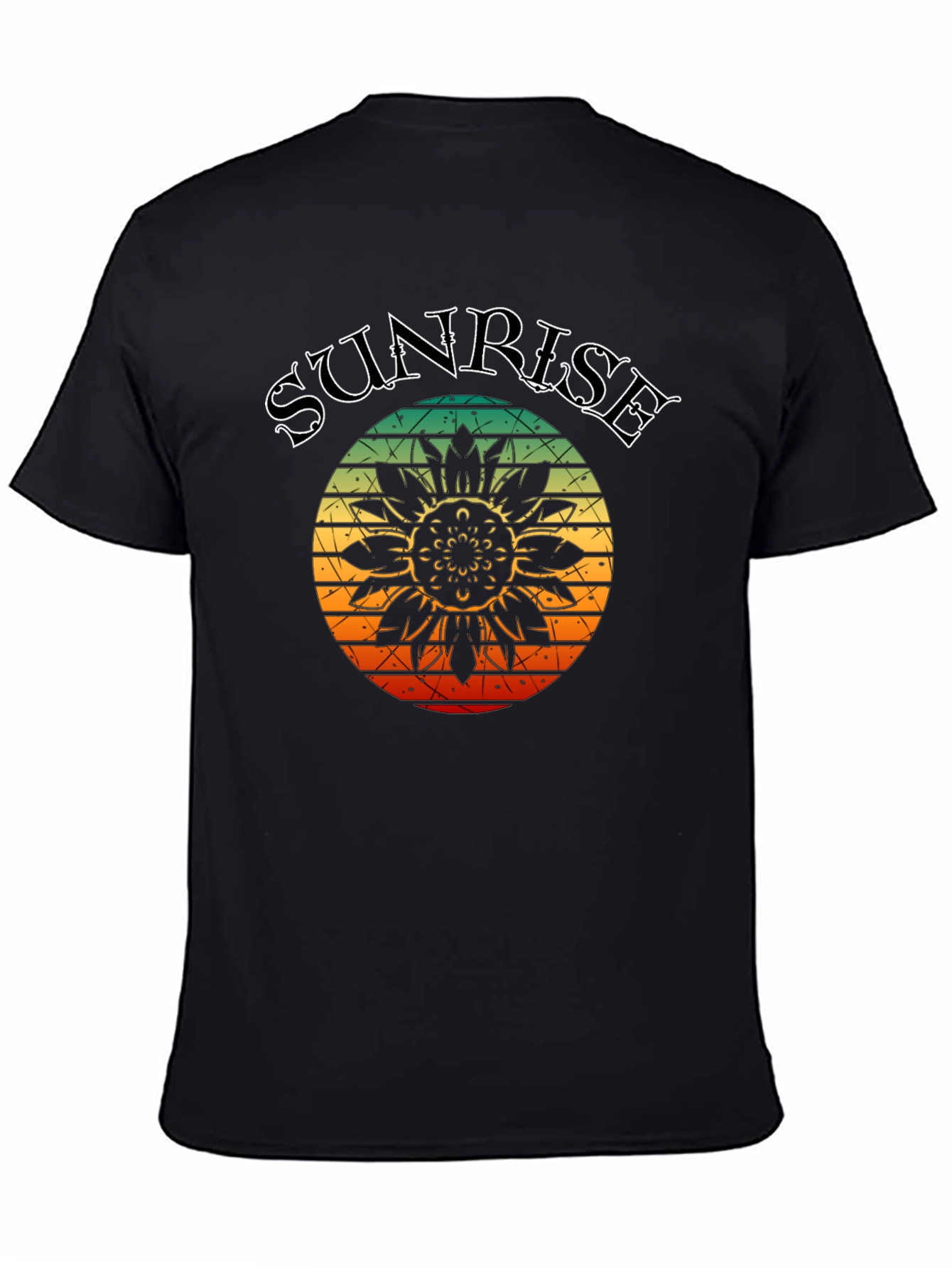 Black Sunrise Sunflower Graphic Tee - Retro Style view 4
