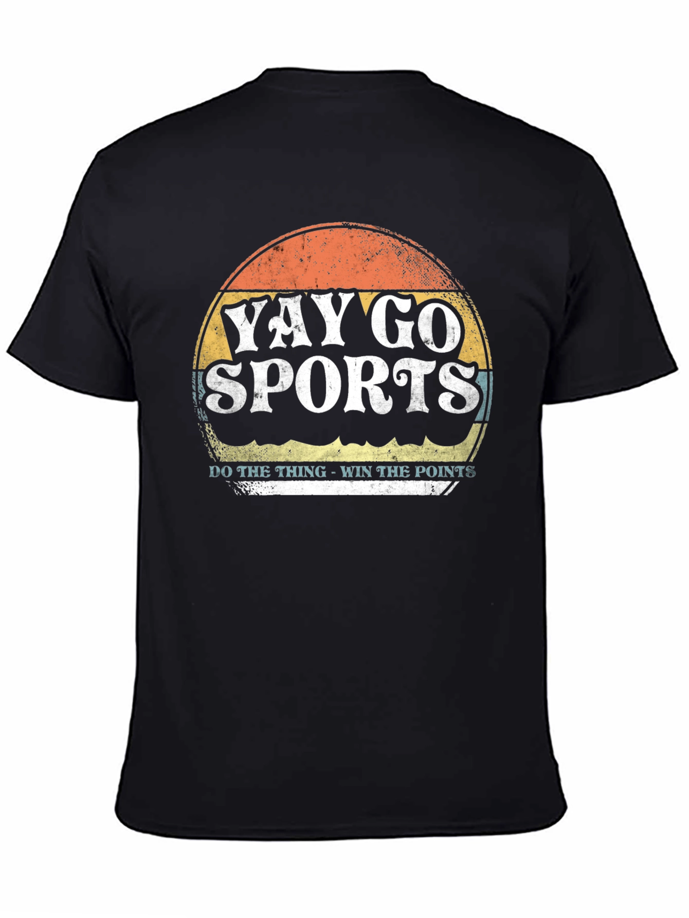 Black Yay Go Sports Tee - Retro Style Graphic T-Shirt view 4
