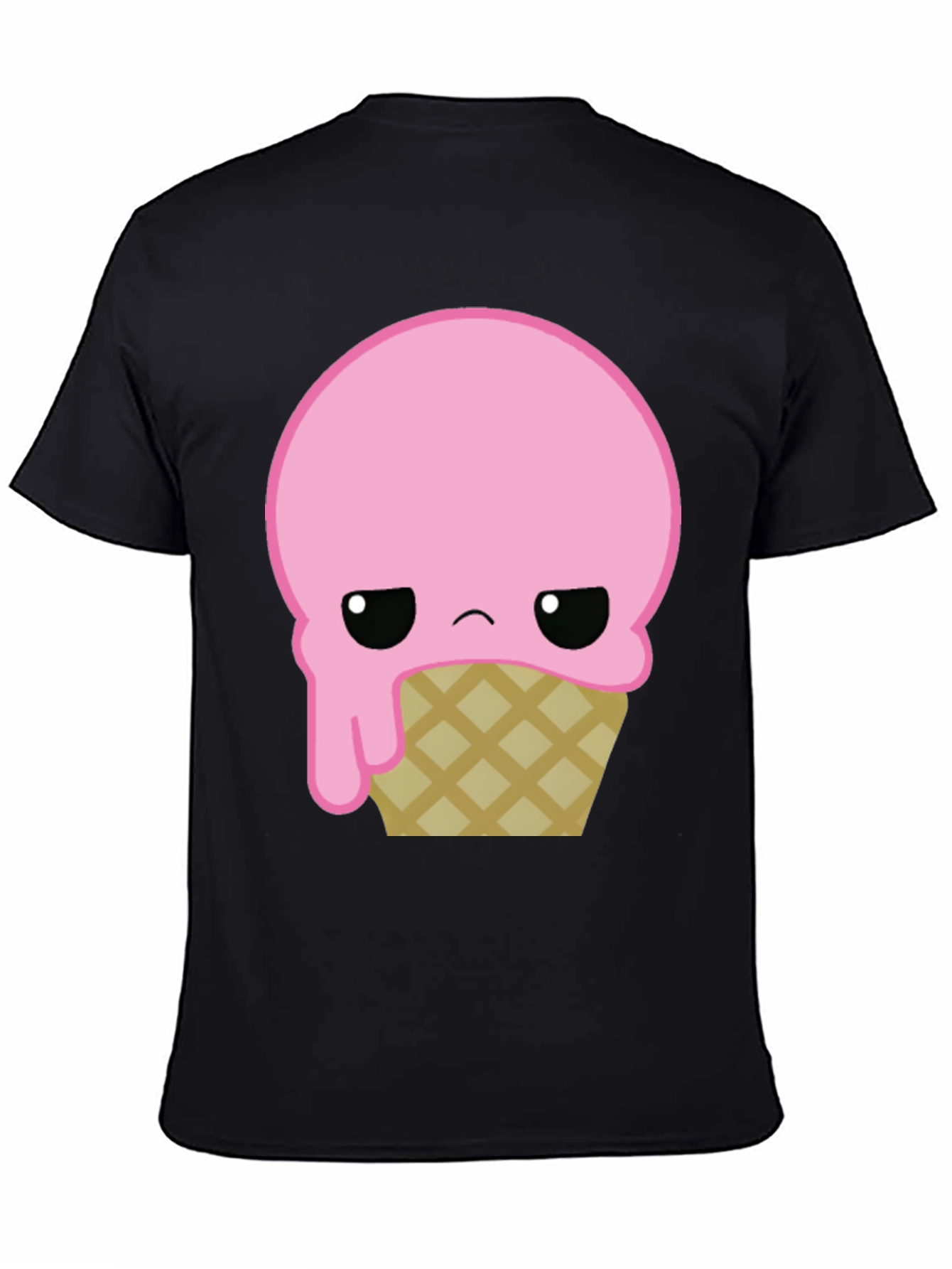 Black Sad Ice Cream Cone Graphic T-Shirt view 4