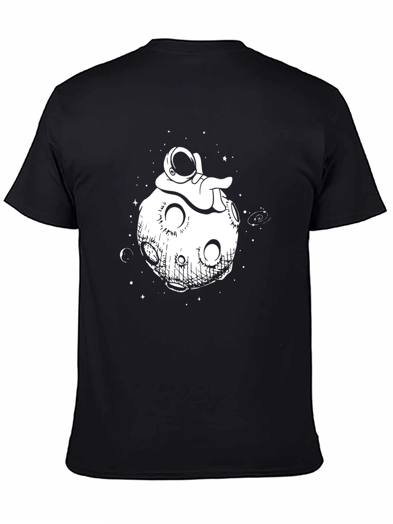 Black Astronaut Moon Graphic Tee - Black Cotton view 4
