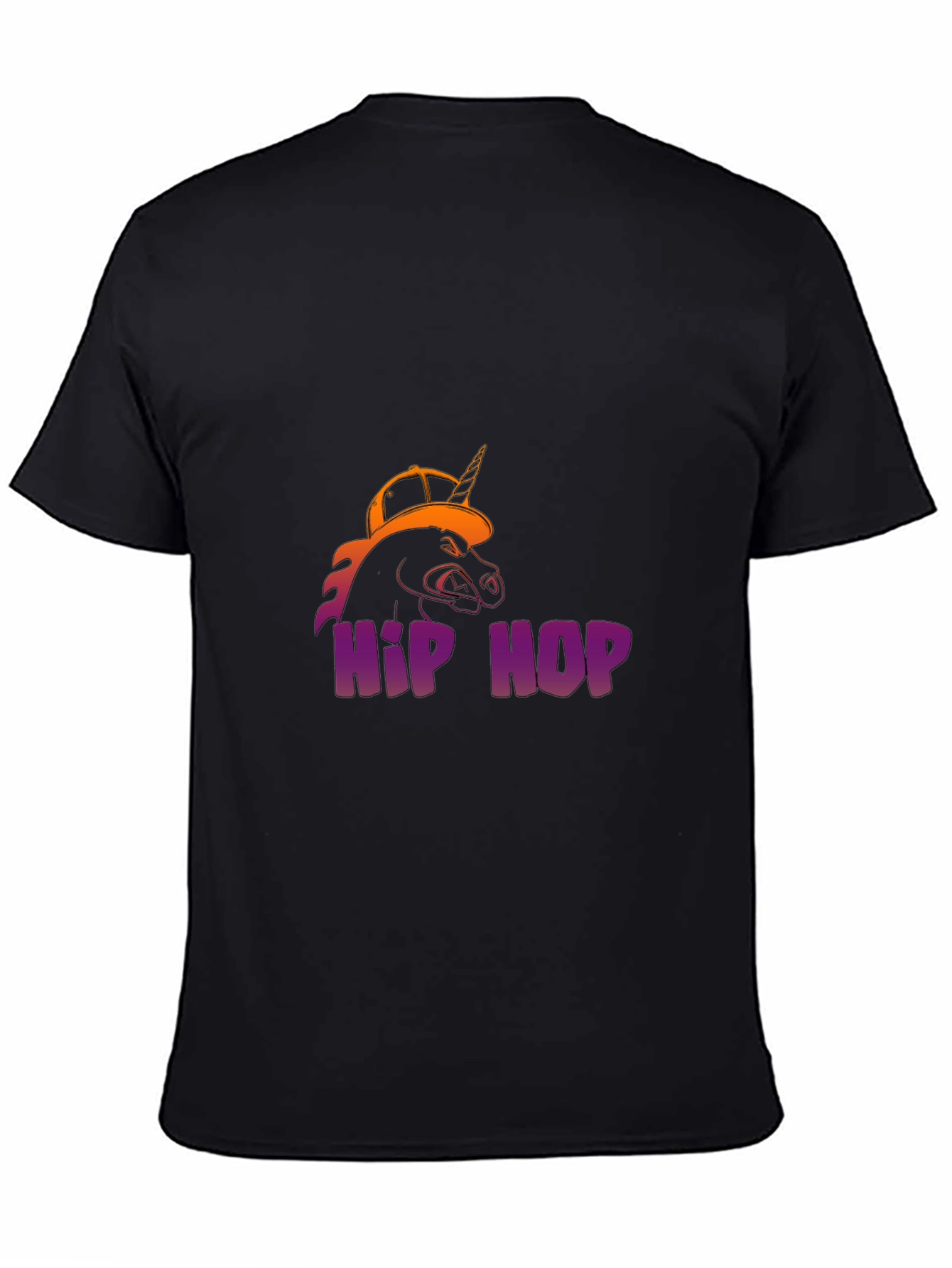 Black Hip Hop Unicorn Graphic T-Shirt view 4