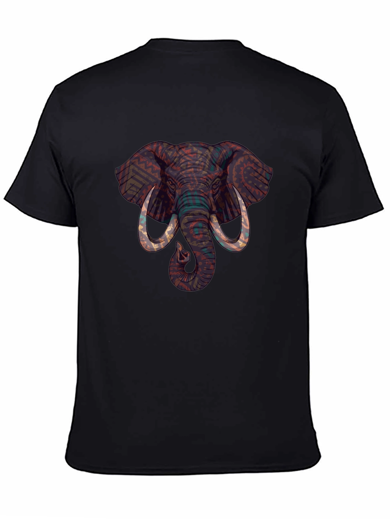 Black Elephant Graphic Print Crew Neck T-Shirt view 4
