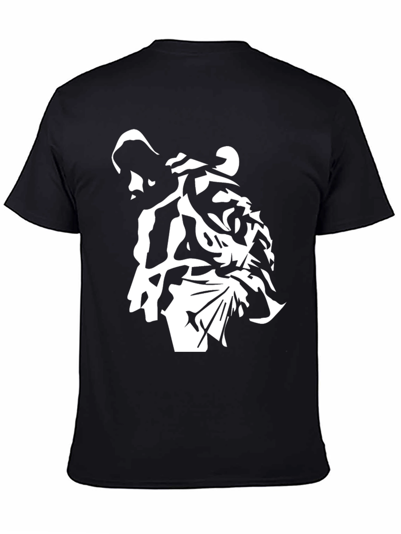 Black Abstract Tiger Graphic Tee - Men's Black T-Shirt view 4