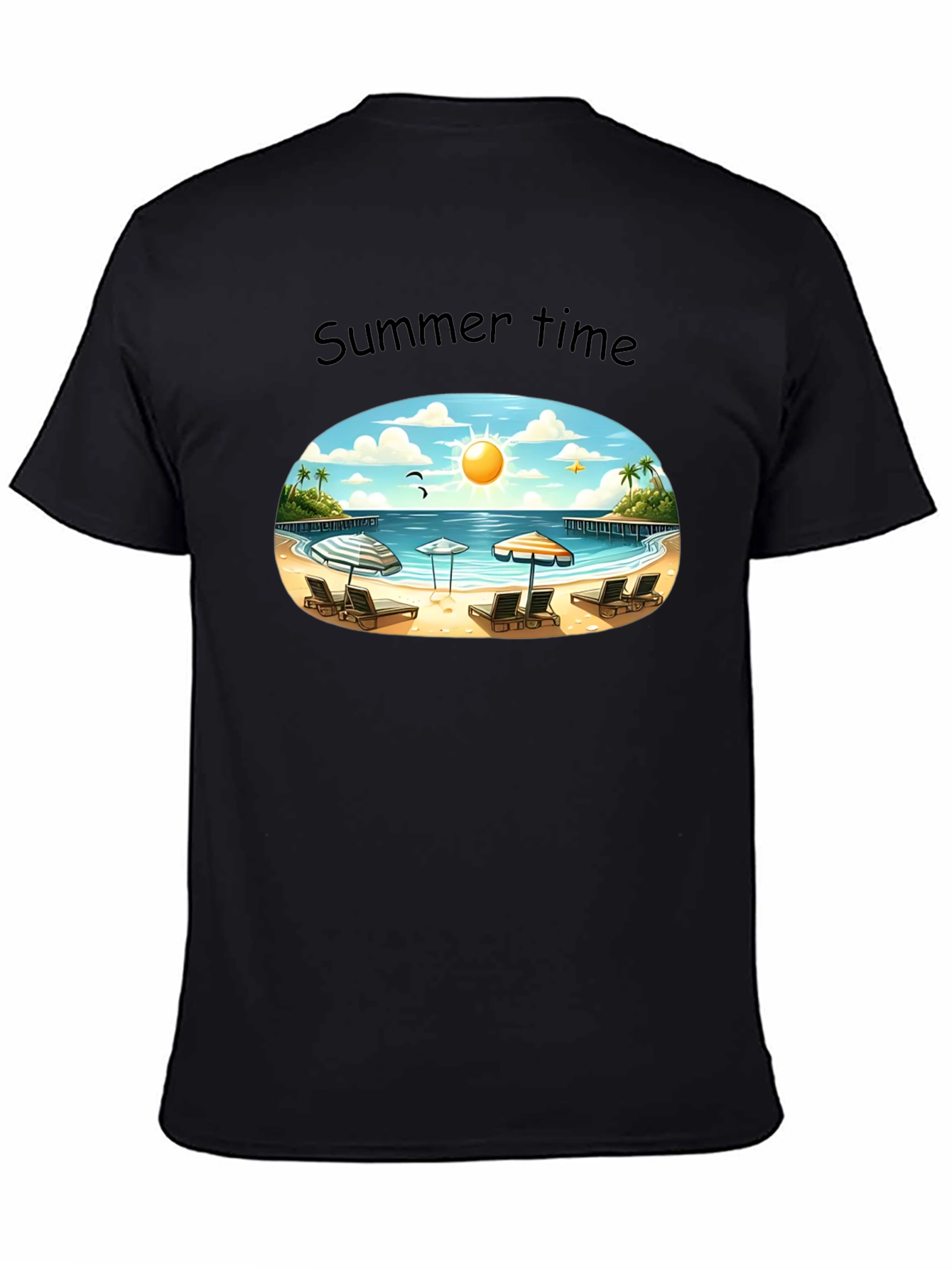 Black Summer Beach T-Shirt view 4