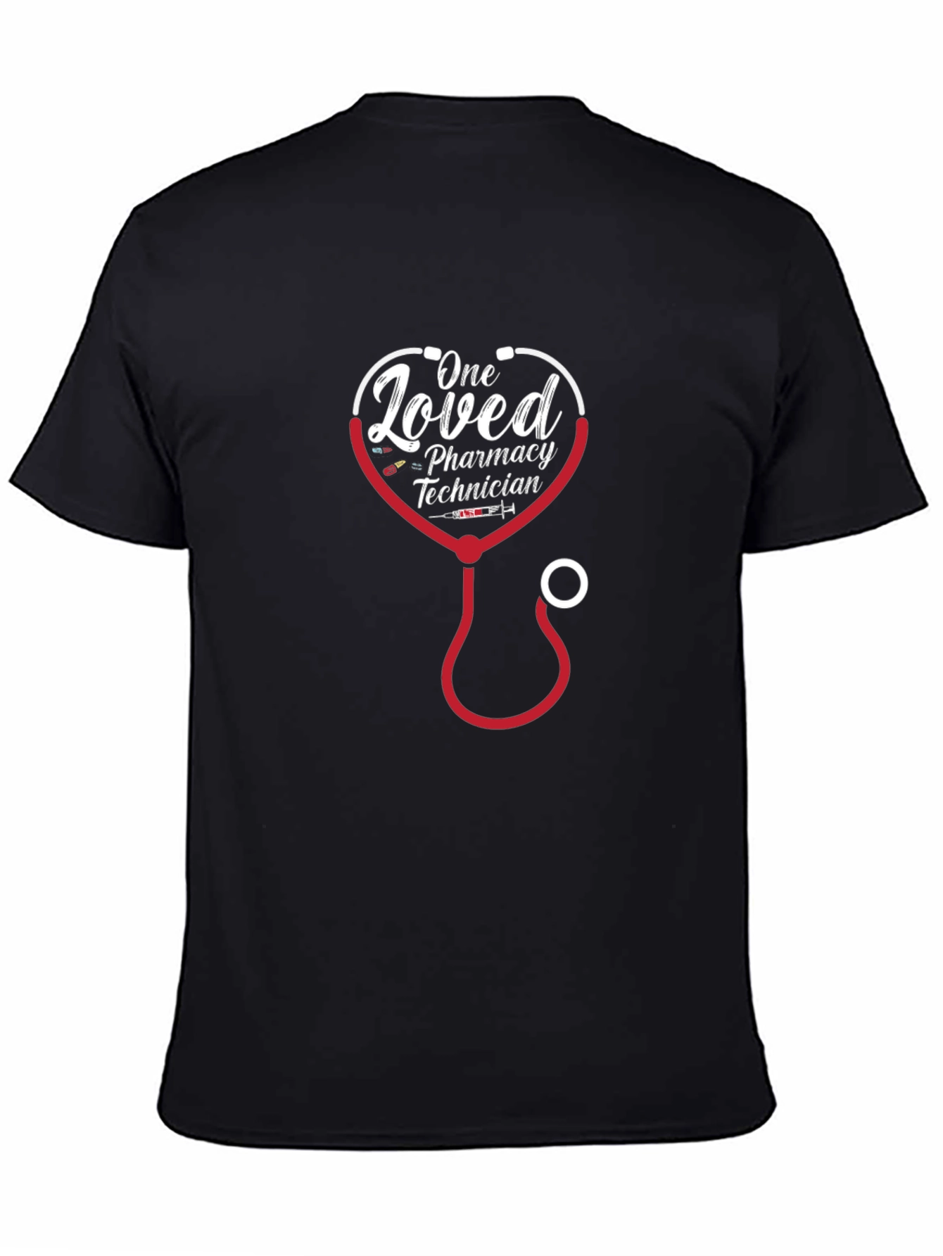 Black One Loved Pharmacy Technician Graphic Tee view 4