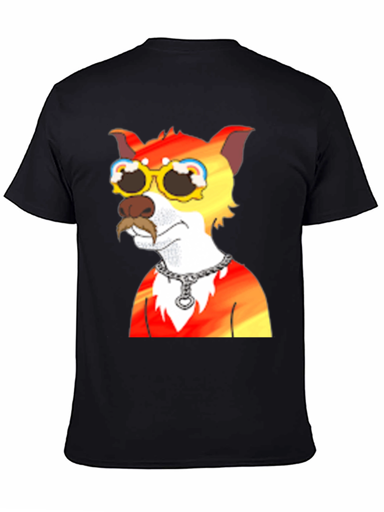 Black Cool Cartoon Dog Graphic Tee - Black view 4