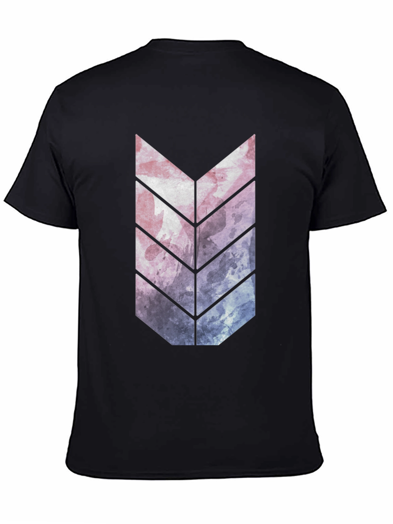 Black Abstract Arrow Graphic Tee - Black Cotton Blend view 4